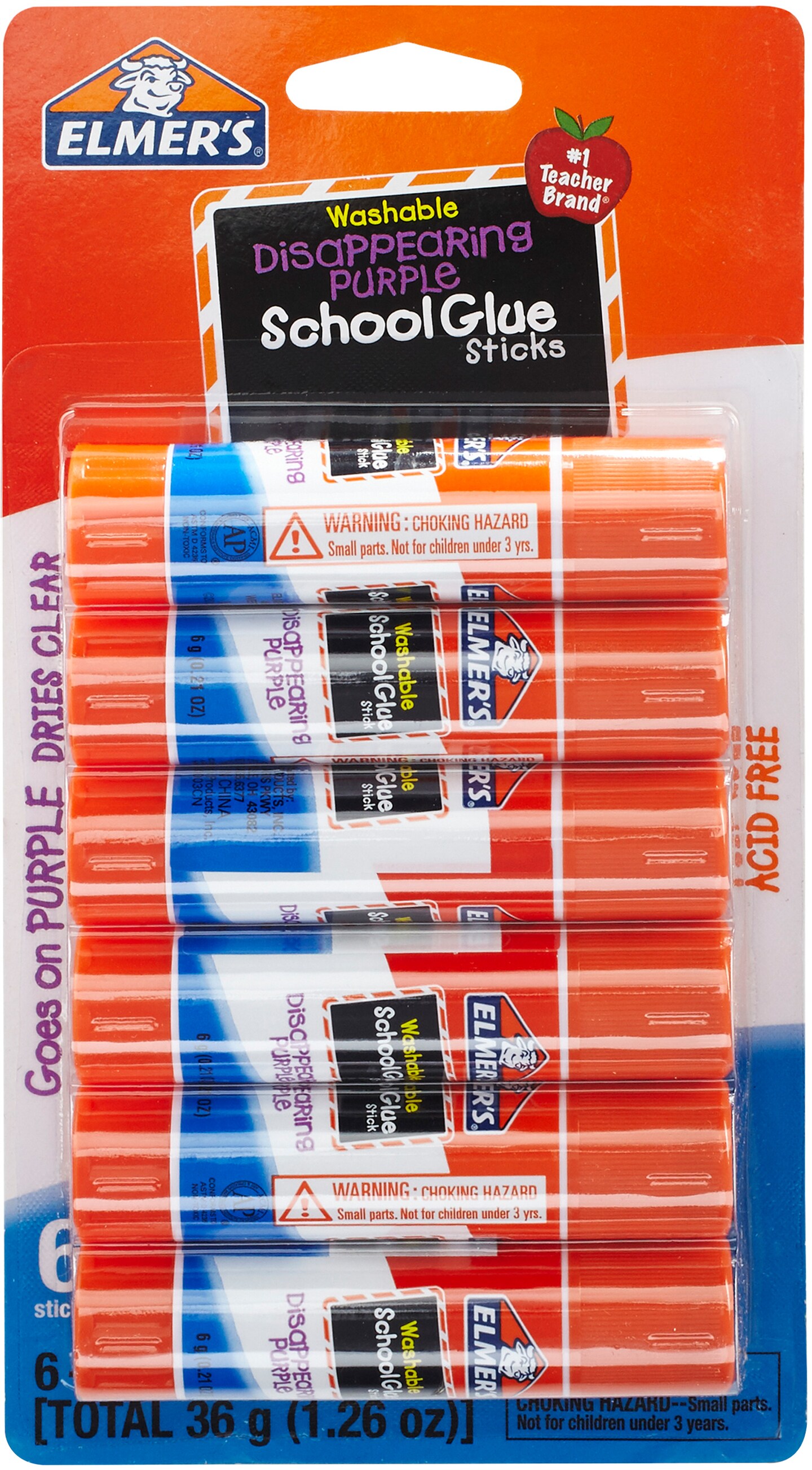 Elmer&#x27;s Washable School Glue Sticks - Purple 6/Pkg-.21oz