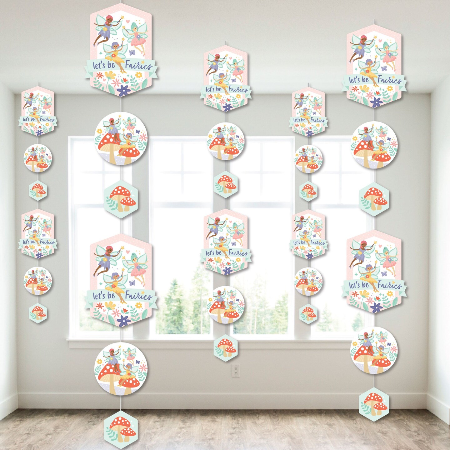 Big Dot of Happiness Let&#x27;s Be Fairies - Fairy Garden Birthday Party DIY Dangler Backdrop - Hanging Vertical Decorations - 30 Pieces