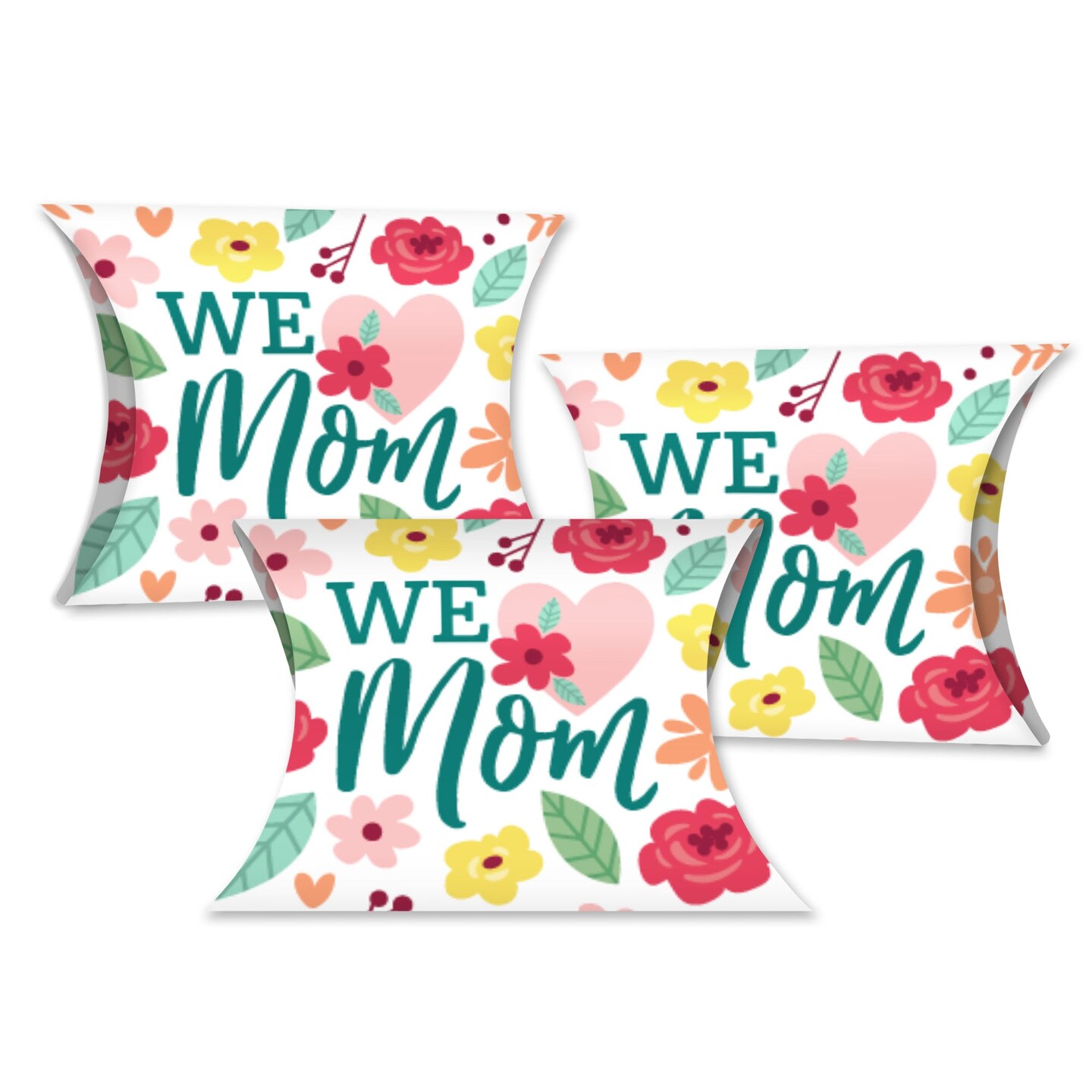 Big Dot of Happiness Colorful Floral Happy Mother&#x27;s Day - Favor Gift Boxes - We Love Mom Party Petite Pillow Boxes - Set of 20
