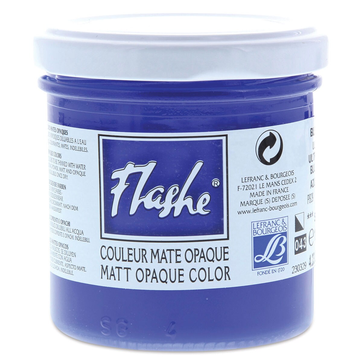 Lefranc & Bourgeois Flashe Vinyl Paint - Ultramarine Blue, 125 ml jar