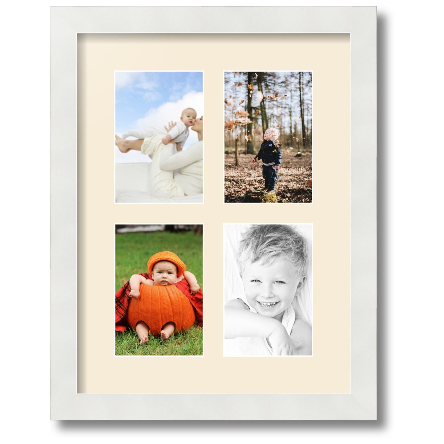 ArtToFrames Collage Photo Picture Frame with 4 - 4x6 inch Openings, Framed in White with Over 62 Mat Color Options and Regular Glass (CSM-3966-2)