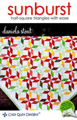 SUNBURST *A Strip Tube Ruler Quilt Pattern -1/2 SQ Triangles w/Ease 4 Sizes b...