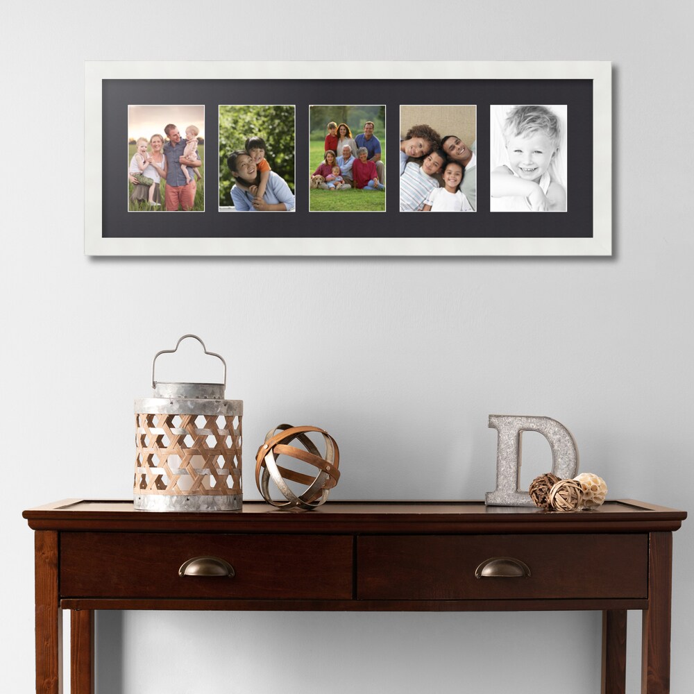 ArtToFrames Collage Photo Picture Frame with 5 - 5x7 inch Openings, Framed in White with Over 62 Mat Color Options and Plexi Glass (CSM-3966-152)