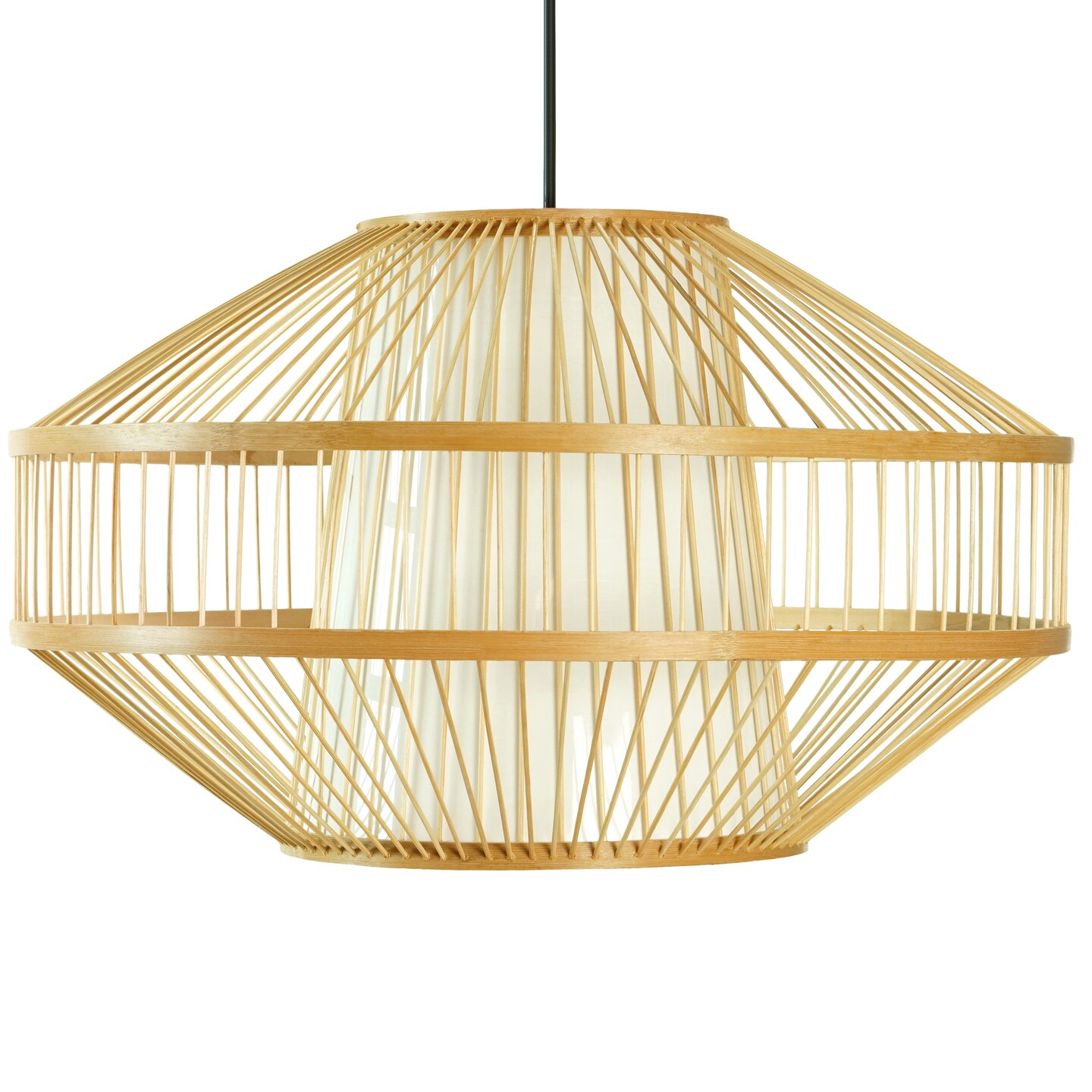 Modern Bamboo Lantern Pendant Lamp Hanging Light Shade for Entryway and Living Room