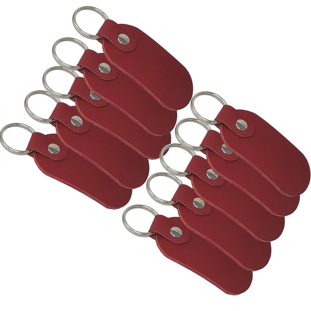 Oval Leather Keychains Kit – Full-Grain Latigo, 10-Pack, Engraving & Foil Stamping Ready, DIY Personalized Keyrings