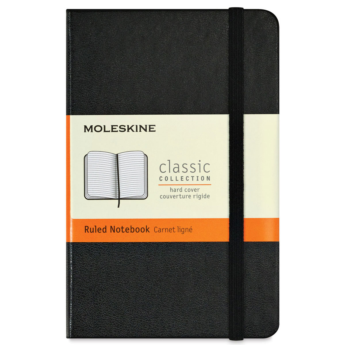 Moleskine Classic Hardcover Notebook - Black, Ruled, 5-1/2&#x22; x 3-1/2&#x22;