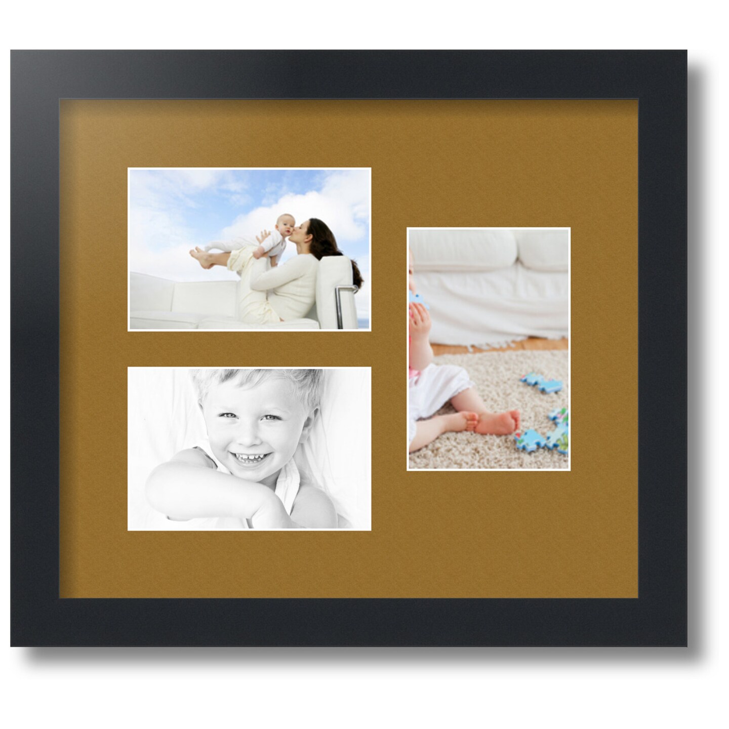 ArtToFrames Collage Photo Picture Frame with 3 - 4x6 inch Openings, Framed in Black with Over 62 Mat Color Options and Regular Glass (CSM-3926-389)