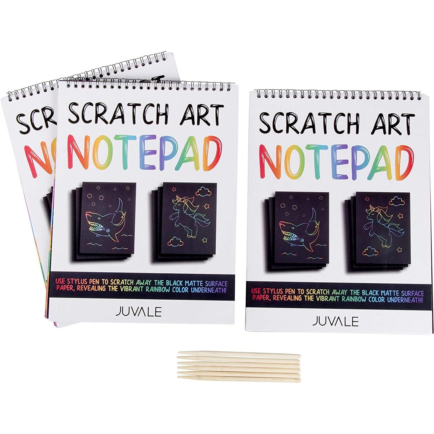 Juvale Rainbow Scratch Paper Notepad for Kids or Adults (3-Pack)