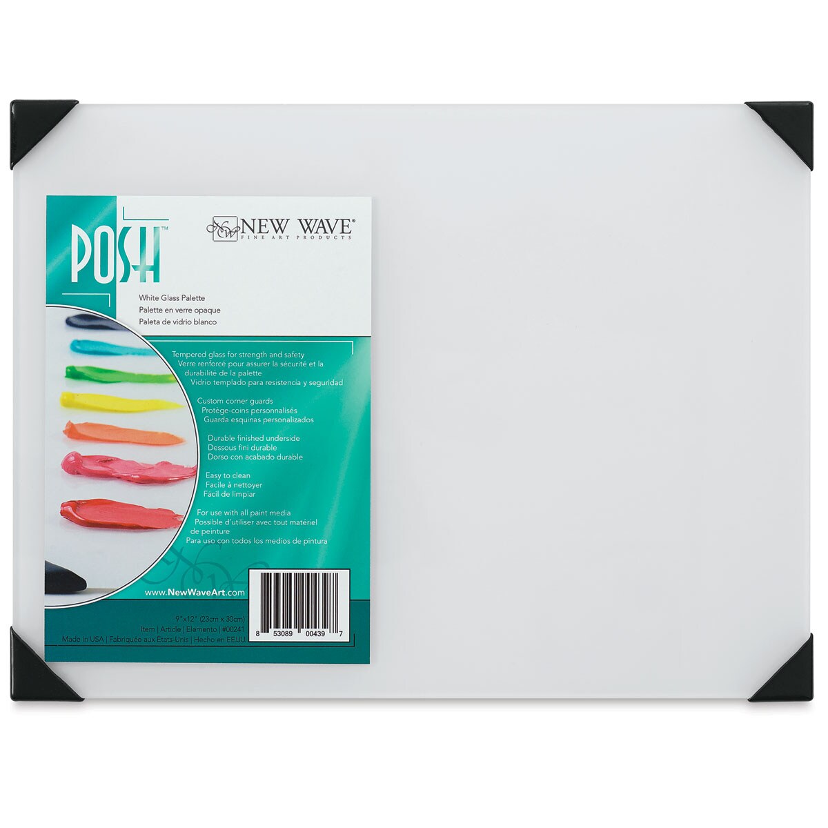 New Wave Posh Glass Tabletop Palette - 9&#x22; x 12&#x22;, White