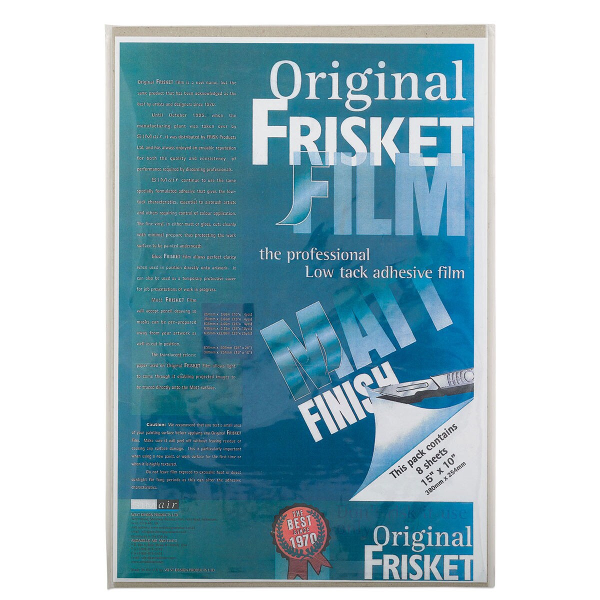 Original Frisket Film Pack - 8 Sheets, 15&#x22; x 10&#x22;, Gloss