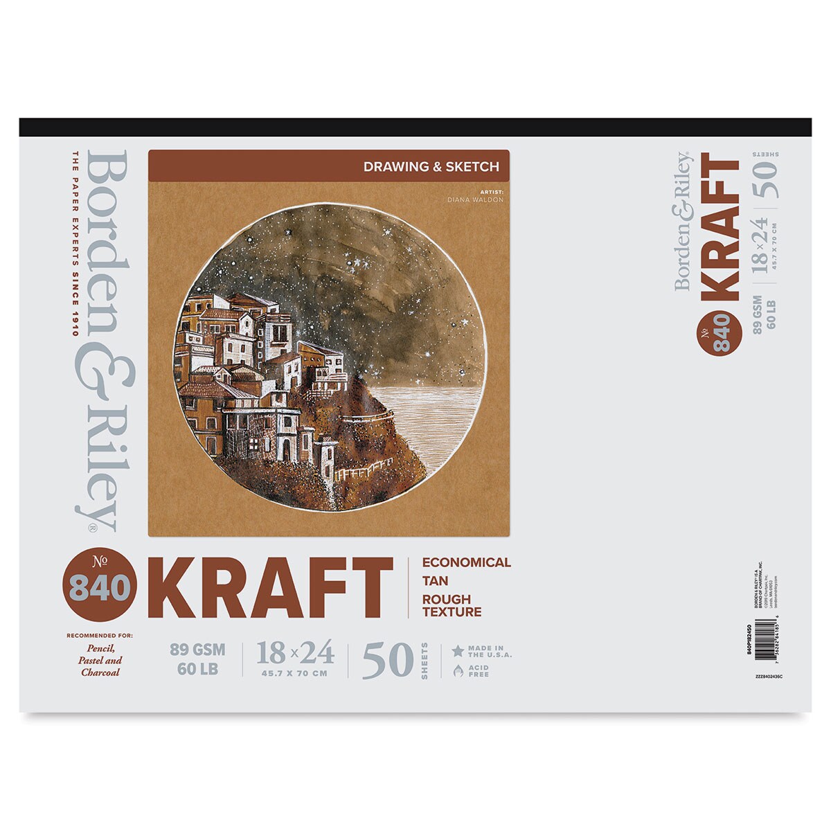 Borden &#x26; Riley #840 Kraft Paper Pad - 18&#x22; x 24&#x22;, 50 Sheets