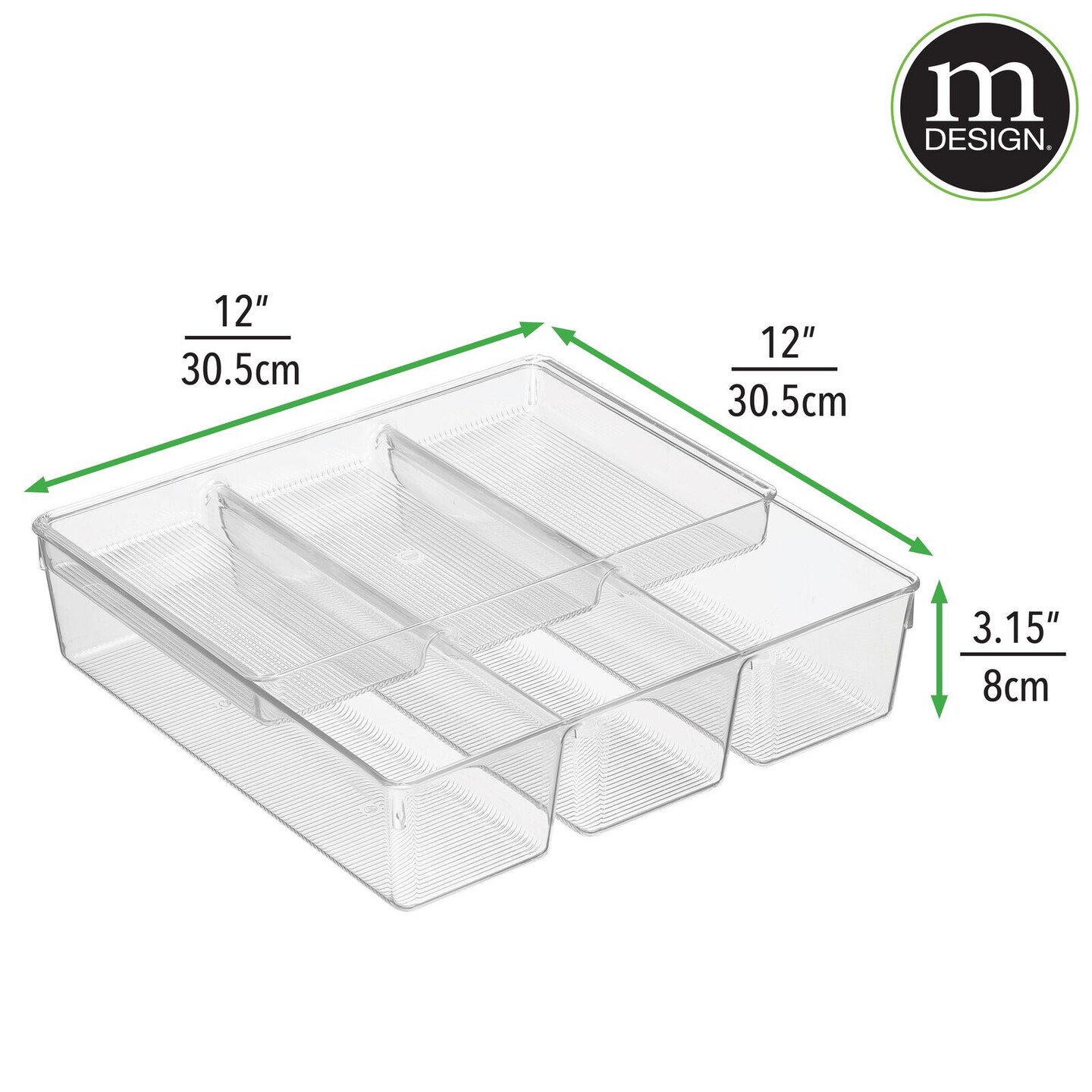 mDesign 2 Piece Plastic Stackable Kitchen Drawer Organizer with Top Tray