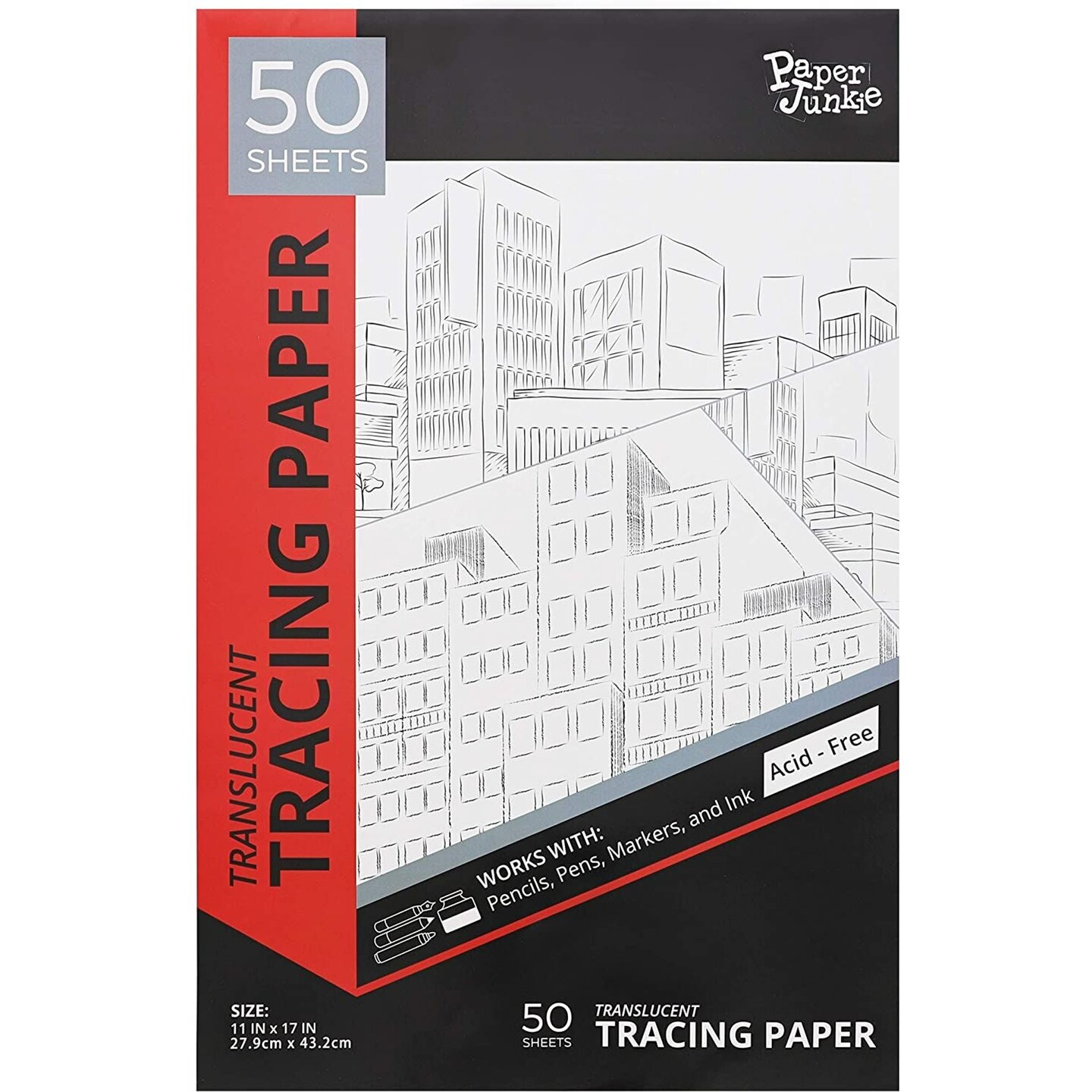 PRO ART Tracing Vellum Paper Pad, 37lb, 8.5 x 11, 50 sheets, Translucent  Tracing Paper for tracing and drawing, pattern paper for sewing, drafting  paper, protecting artwork 