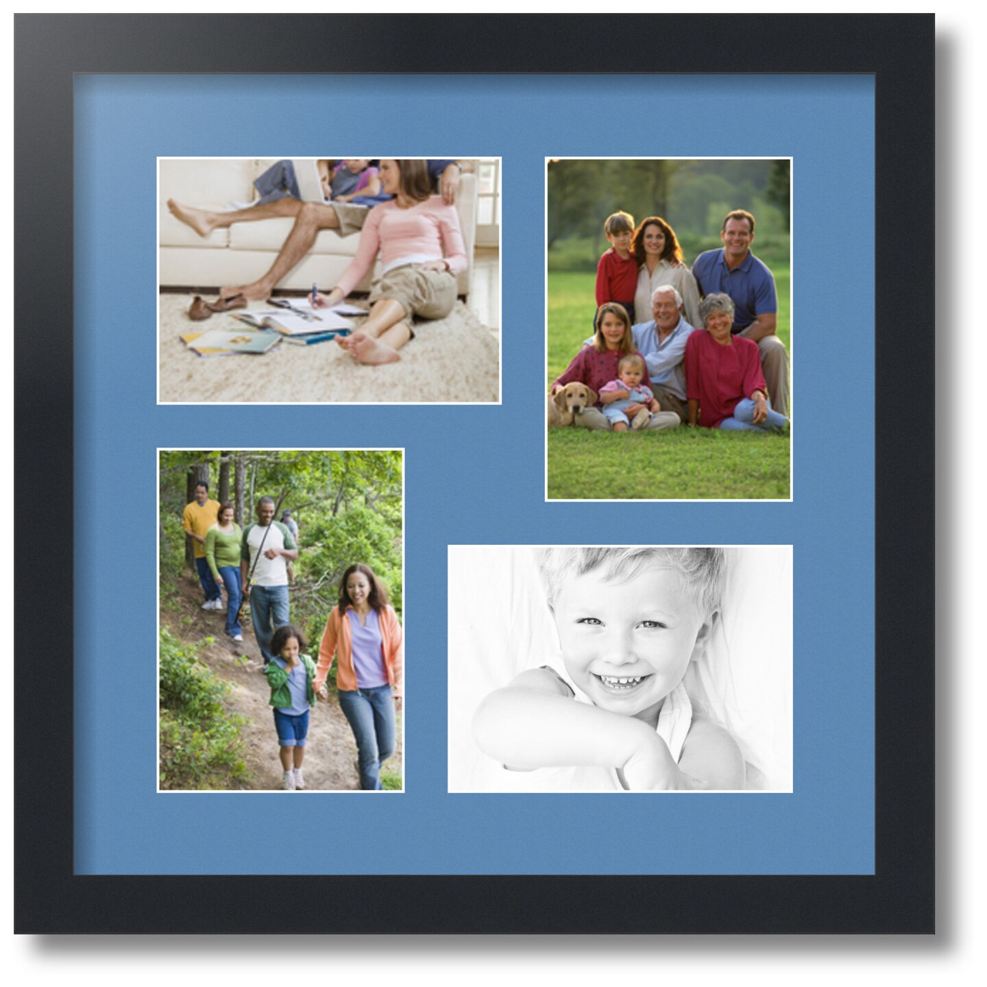 ArtToFrames Collage Photo Picture Frame with 4 - 5x7 inch Openings, Framed in Black with Over 62 Mat Color Options and Plexi Glass (CSM-3926-179)