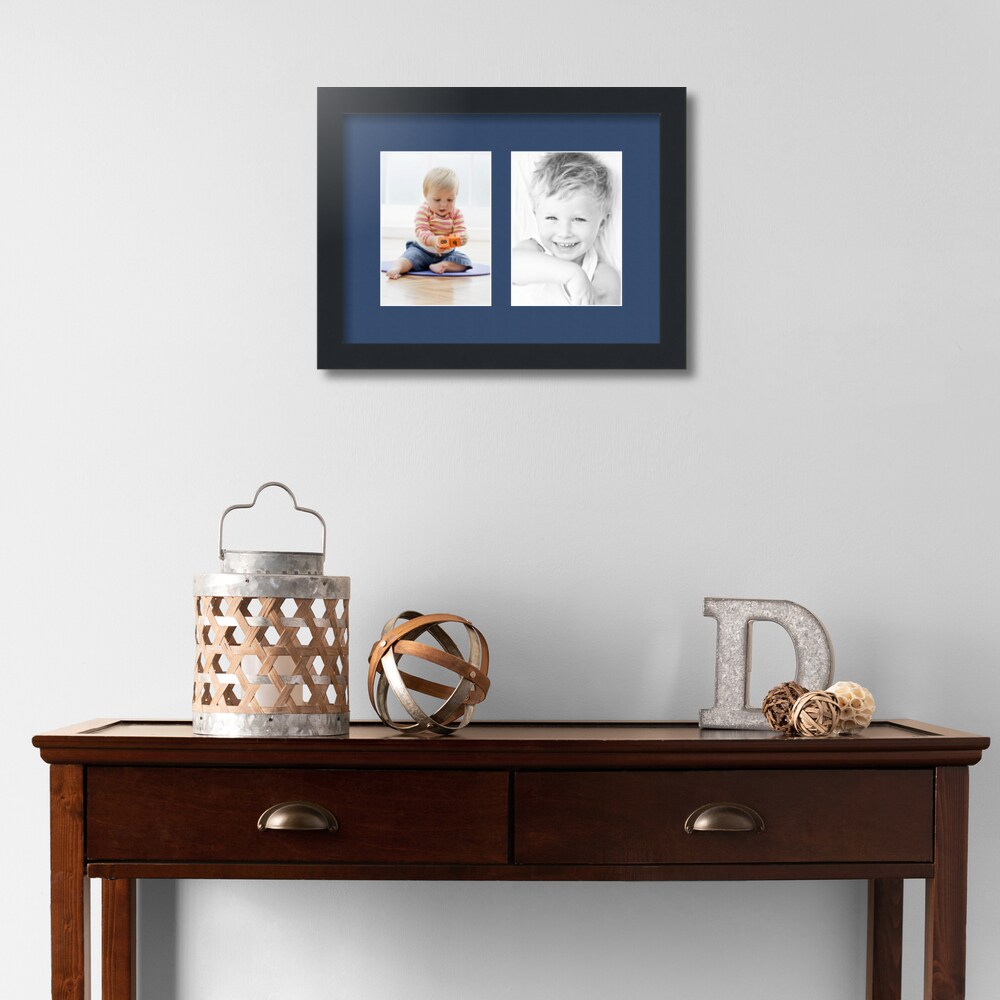 ArtToFrames Collage Photo Picture Frame with 2 - 5x7 inch Openings, Framed in Black with Over 62 Mat Color Options and Regular Glass (CSM-3926-35)