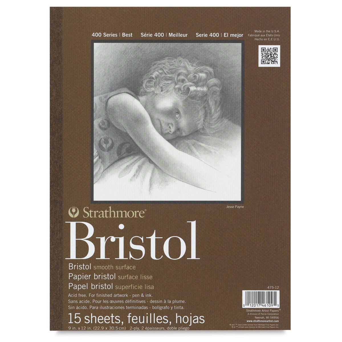 Strathmore Bristol Pad - 9&#x22; x 12&#x22;, 2 Ply, Smooth, 15 Sheets