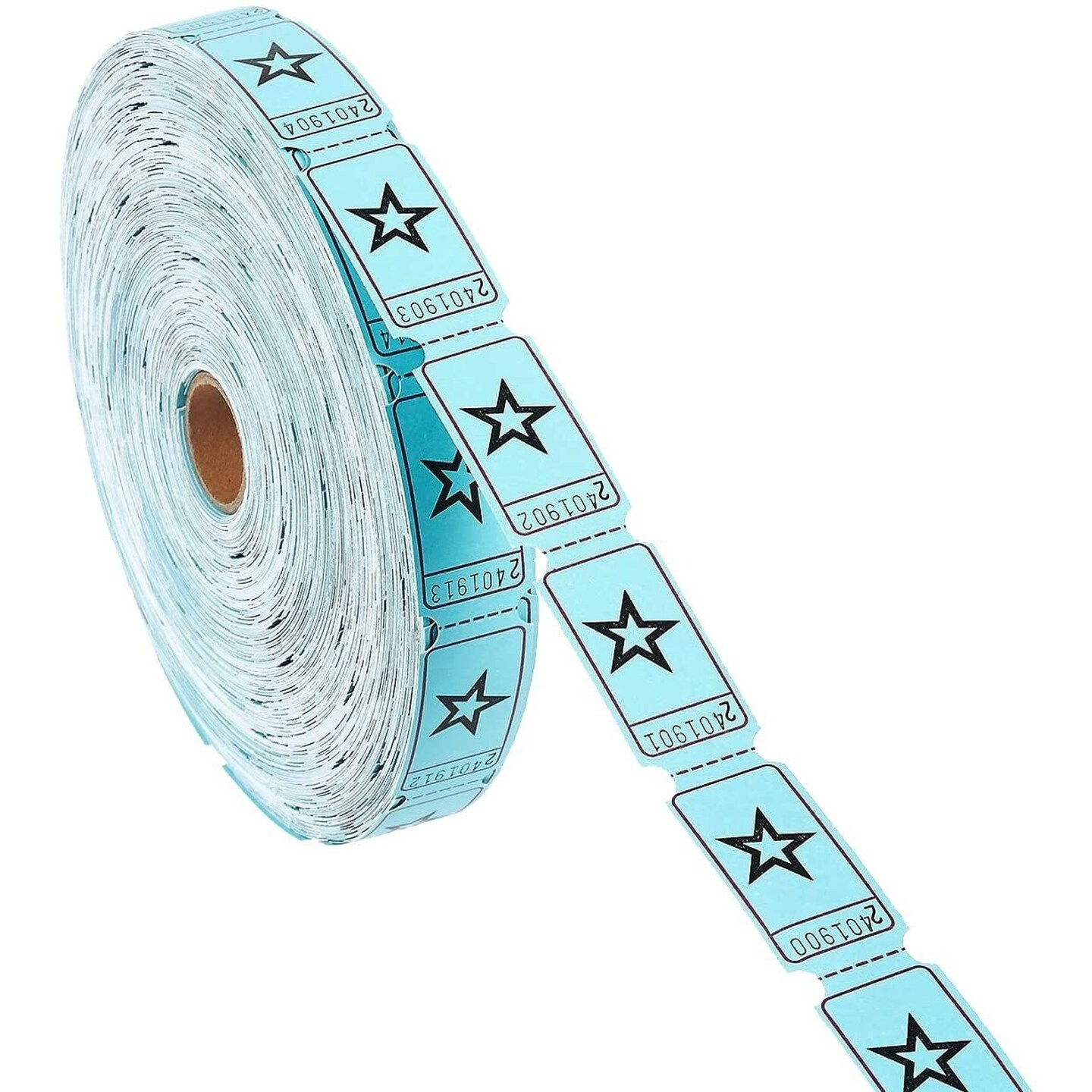 2000 Count Numbered Blue Star Raffle Tickets, Single Roll with Star Design (2 x 1 In)