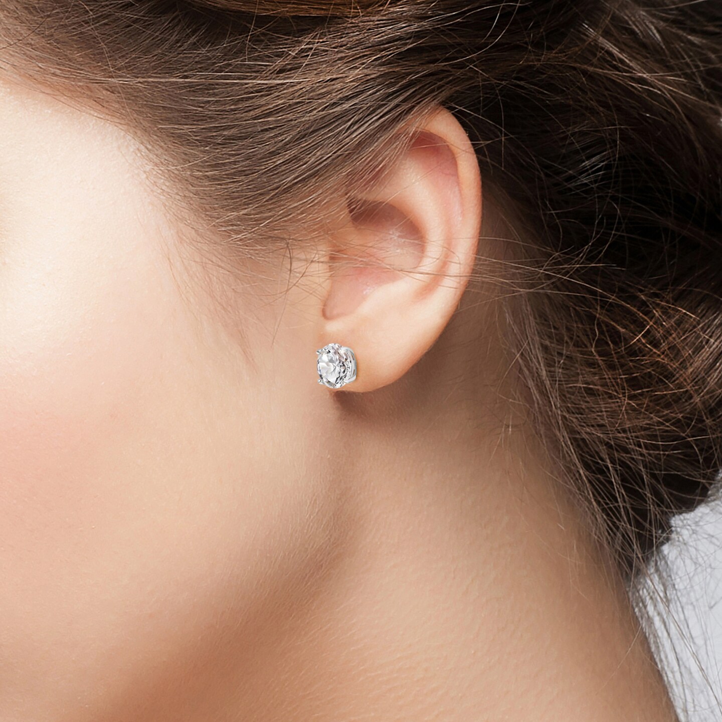 Lusoro Sterling Silver Round Cut AAA Cubic Zirconia Stud Earrings - 3 Carat Total Weight CZ