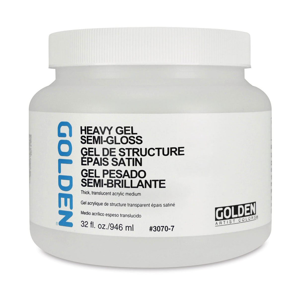 Golden Heavy Acrylic Gel Medium - Semi-Gloss, 32 oz jar