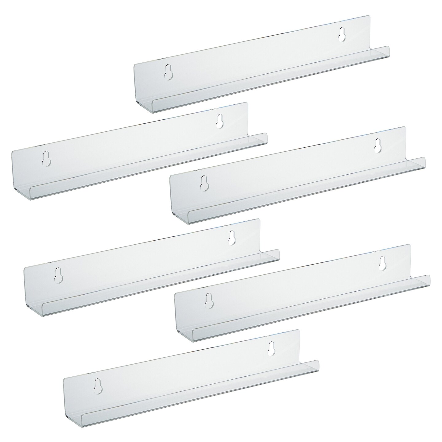 6 Pack Vinyl Record Wall Holder, Wall Mount Acrylic Shelves for LP Album Display (12 Inches)