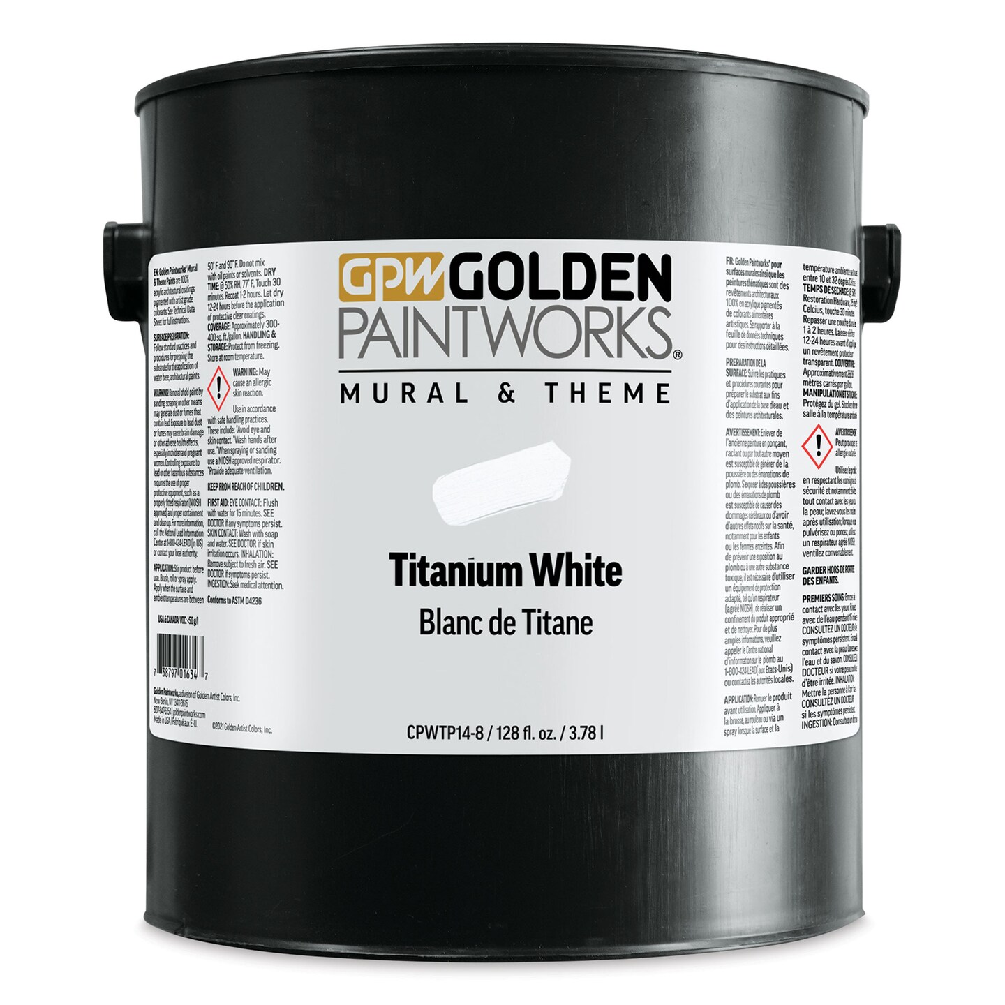 Golden Paintworks Mural and Theme Acrylic Paint - Titanium White, 128 oz, Bucket