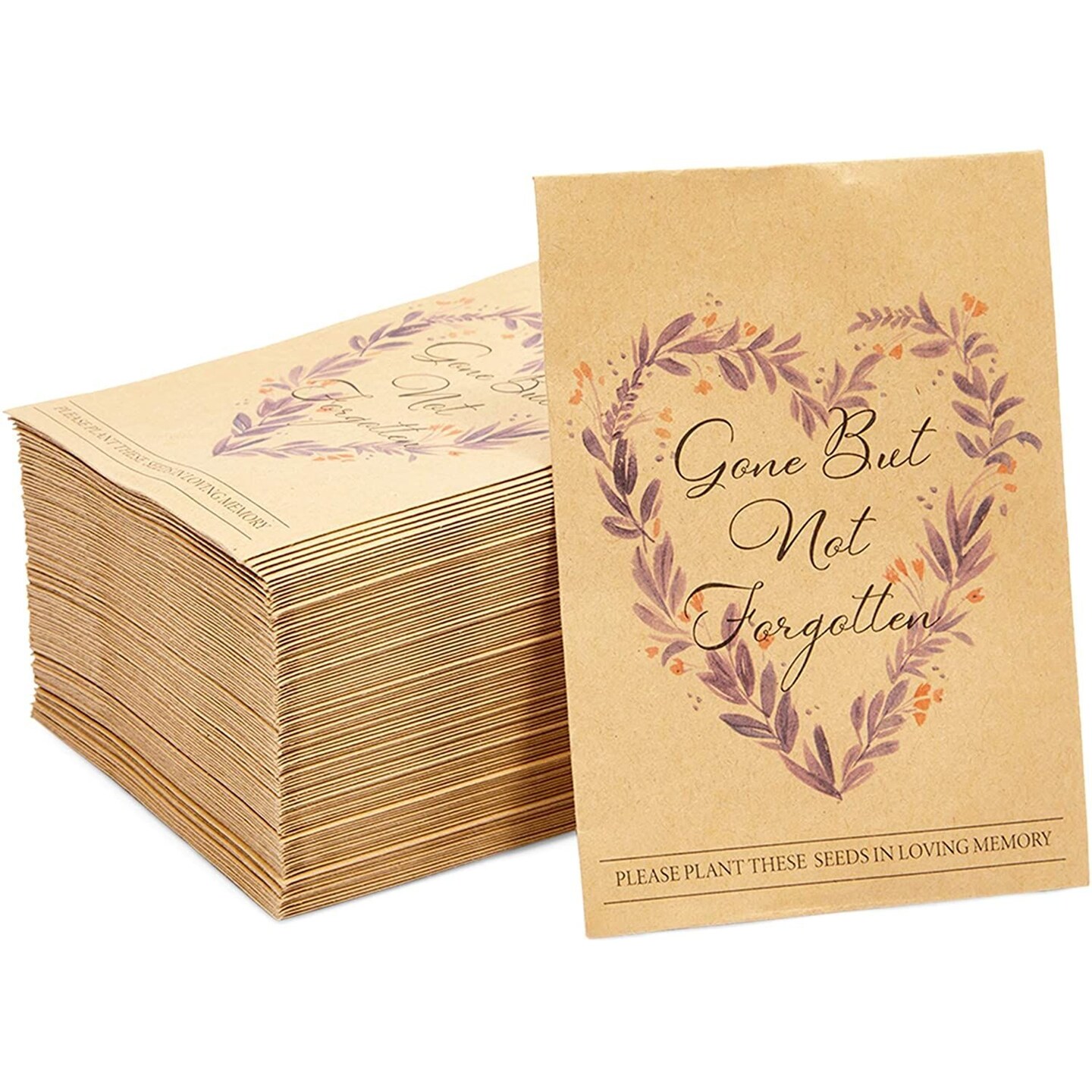 Seed Envelopes for Memorial Service, Gone But Not Forgotten (3.5 x 5 in, 100 Pack)