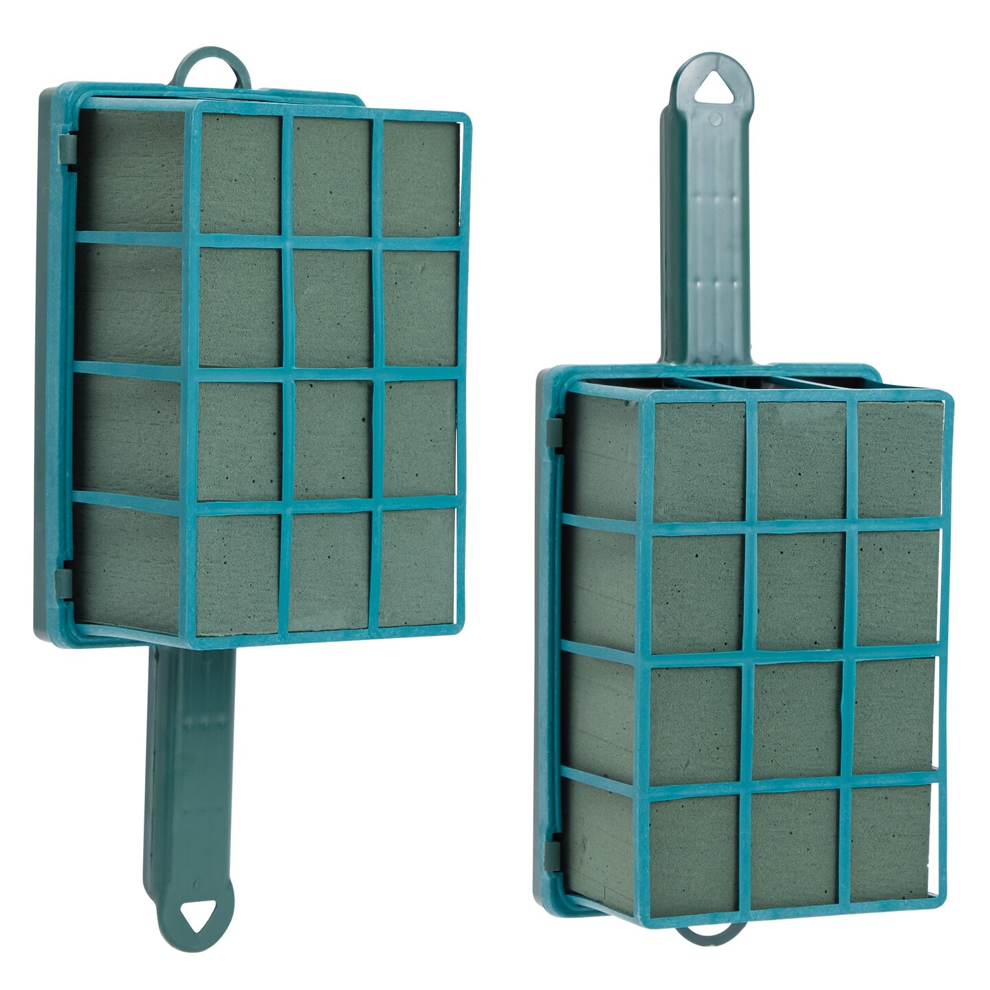 2 Pack Wet Floral Foam Blocks with Handles for Fresh Flower Arrangements, Green Oasis Bricks Supplies for Crafts, 7 x 4.5 x 3 in