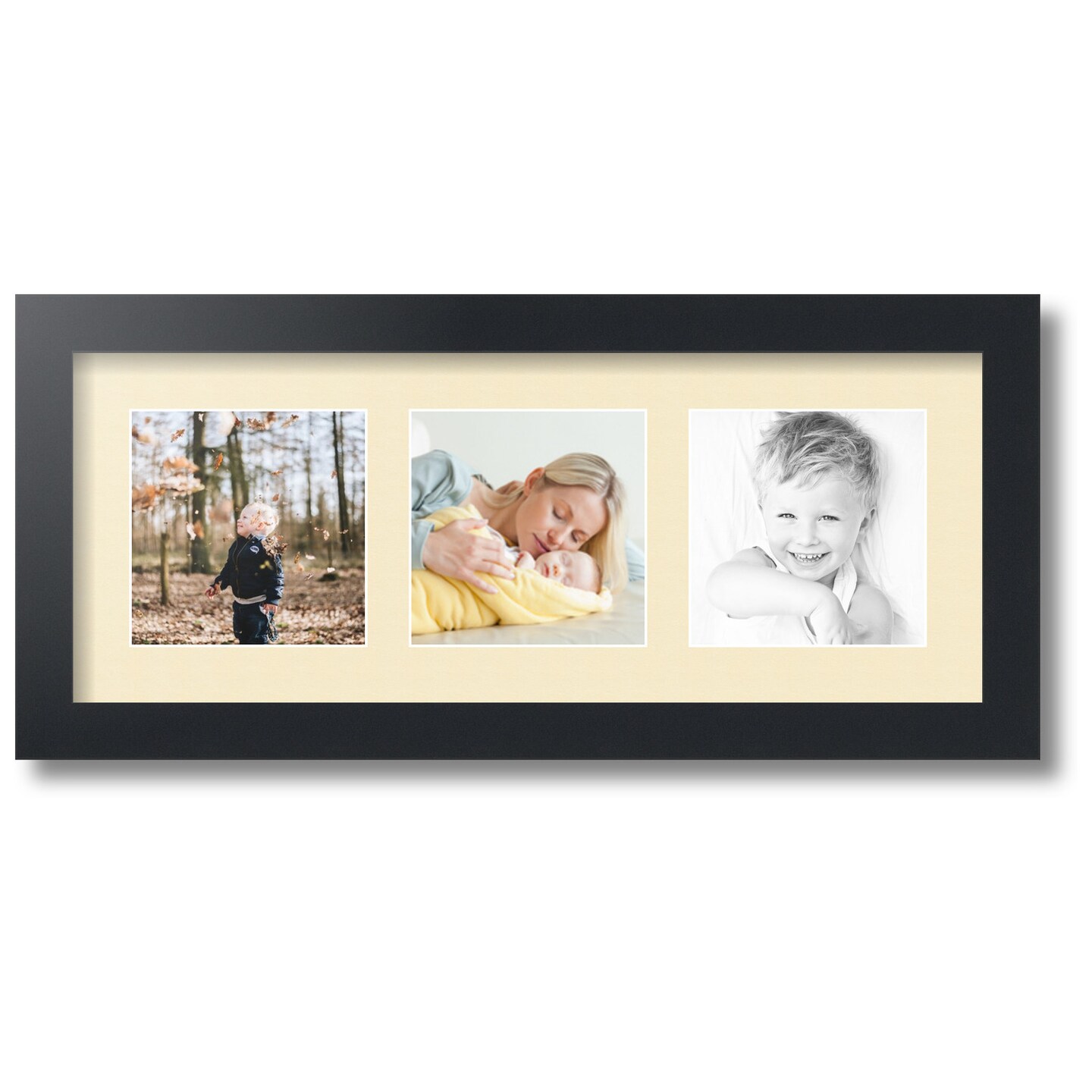 ArtToFrames Collage Photo Picture Frame with 3 - 5x5 inch Openings, Framed in Black with Over 62 Mat Color Options and Regular Glass (CSM-3926-95)