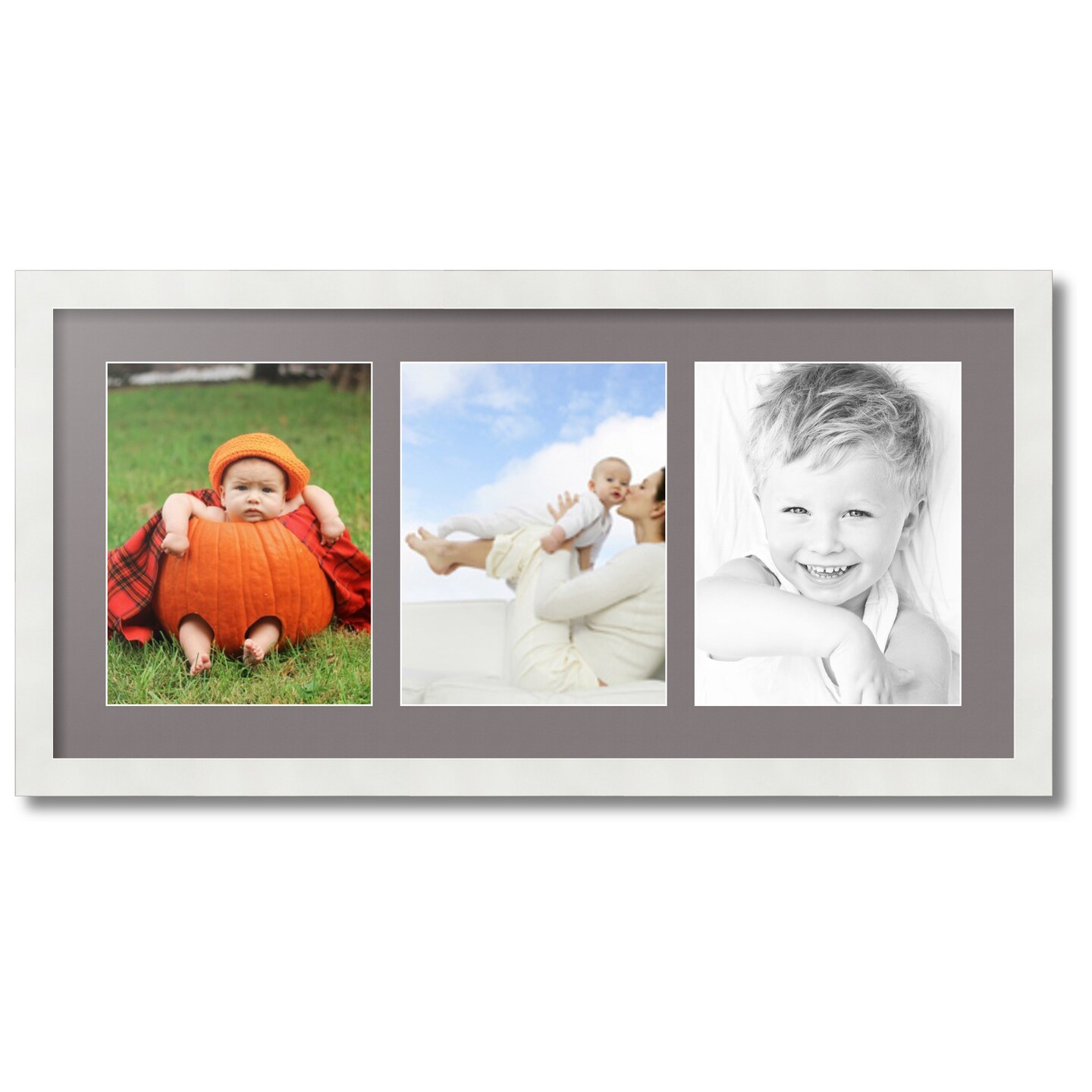 ArtToFrames Collage Photo Picture Frame with 3 - 8.5x11 inch Openings, Framed in White with Over 62 Mat Color Options and Plexi Glass (CSM-3966-28)