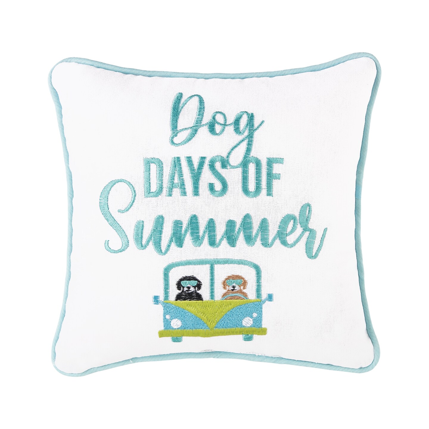 10&#x22; x 10&#x22; Dog Days Of Summer Embroidered Small Petite Throw Pillow