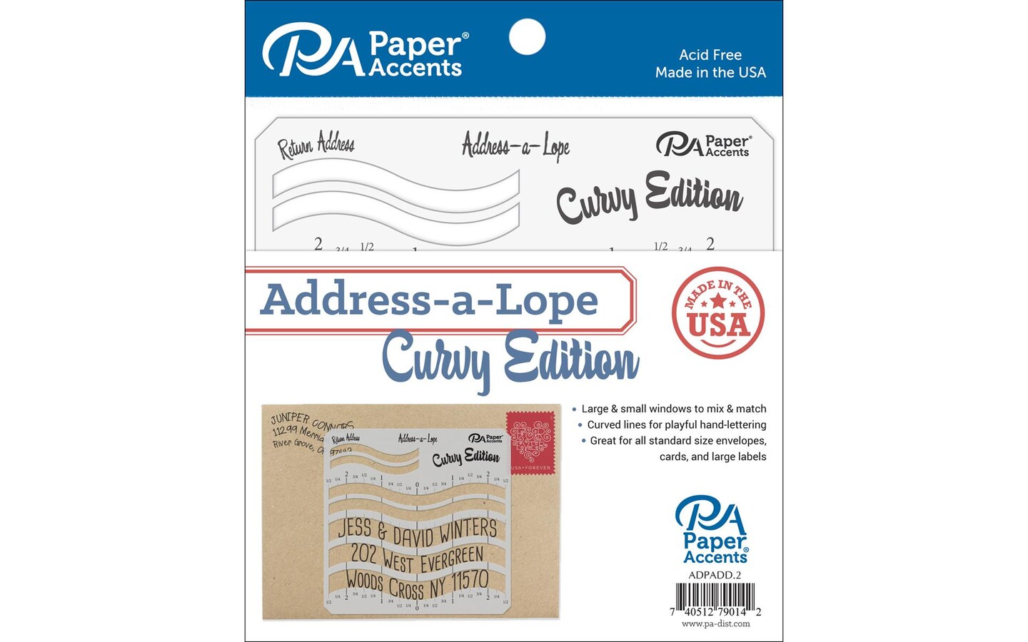 Address-a-Lope Plastic 2 in 1 Template Curvy