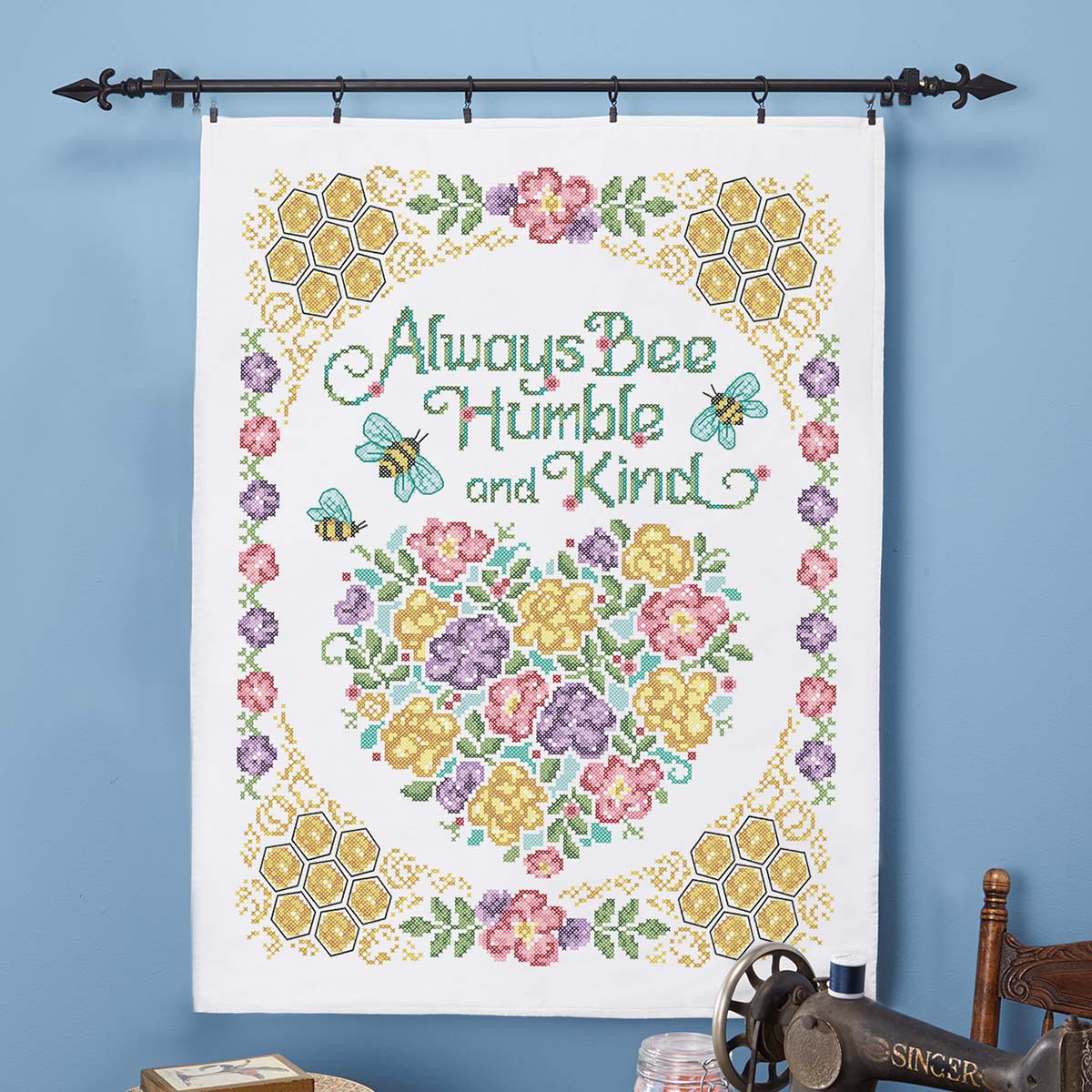 Herrschners Bee Humble Lap Quilt Top Stamped CrossStitch Kit Michaels