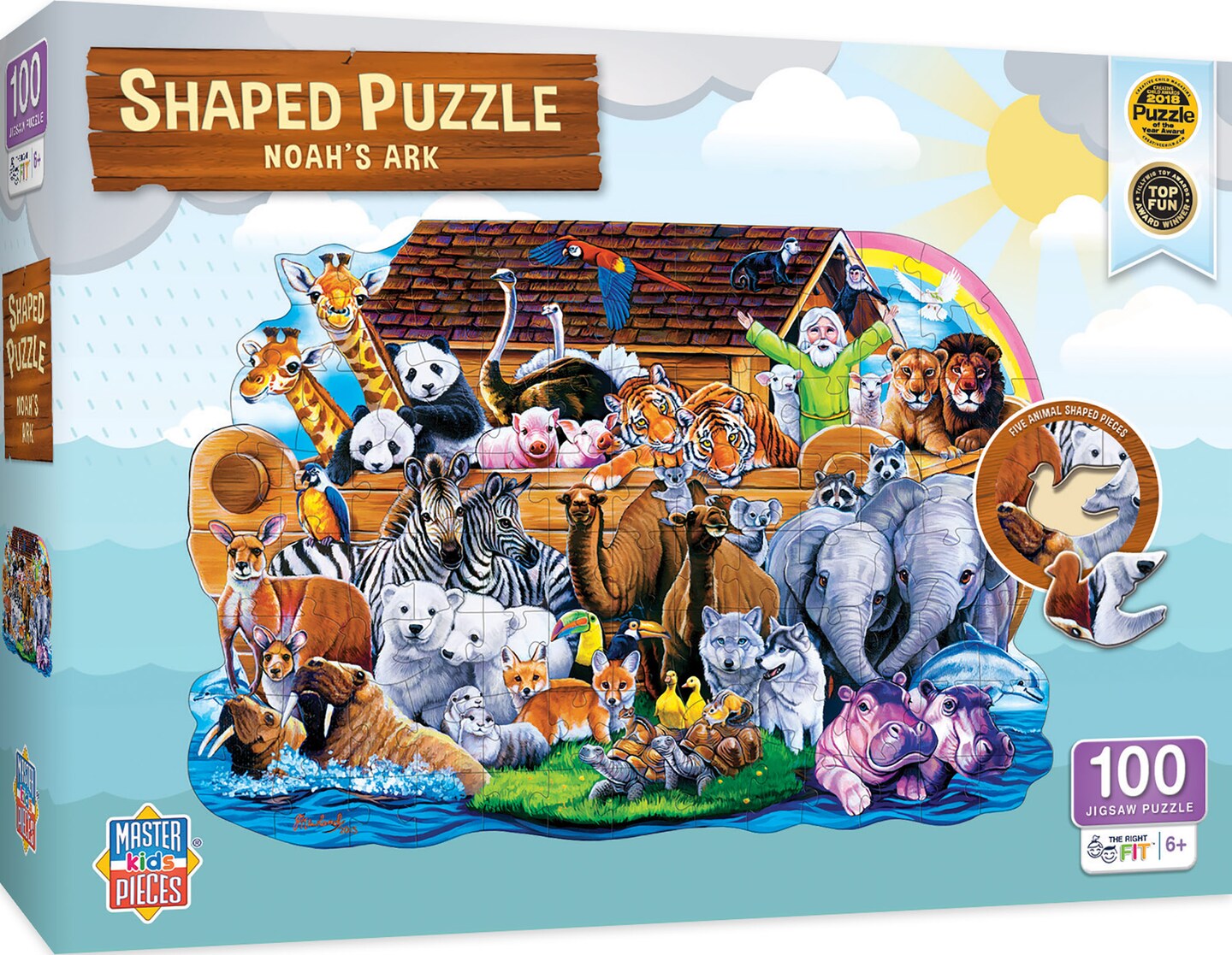 MasterPieces 100 Piece Shaped Jigsaw Puzzle for Kids - Noah's Ark - 14 ...