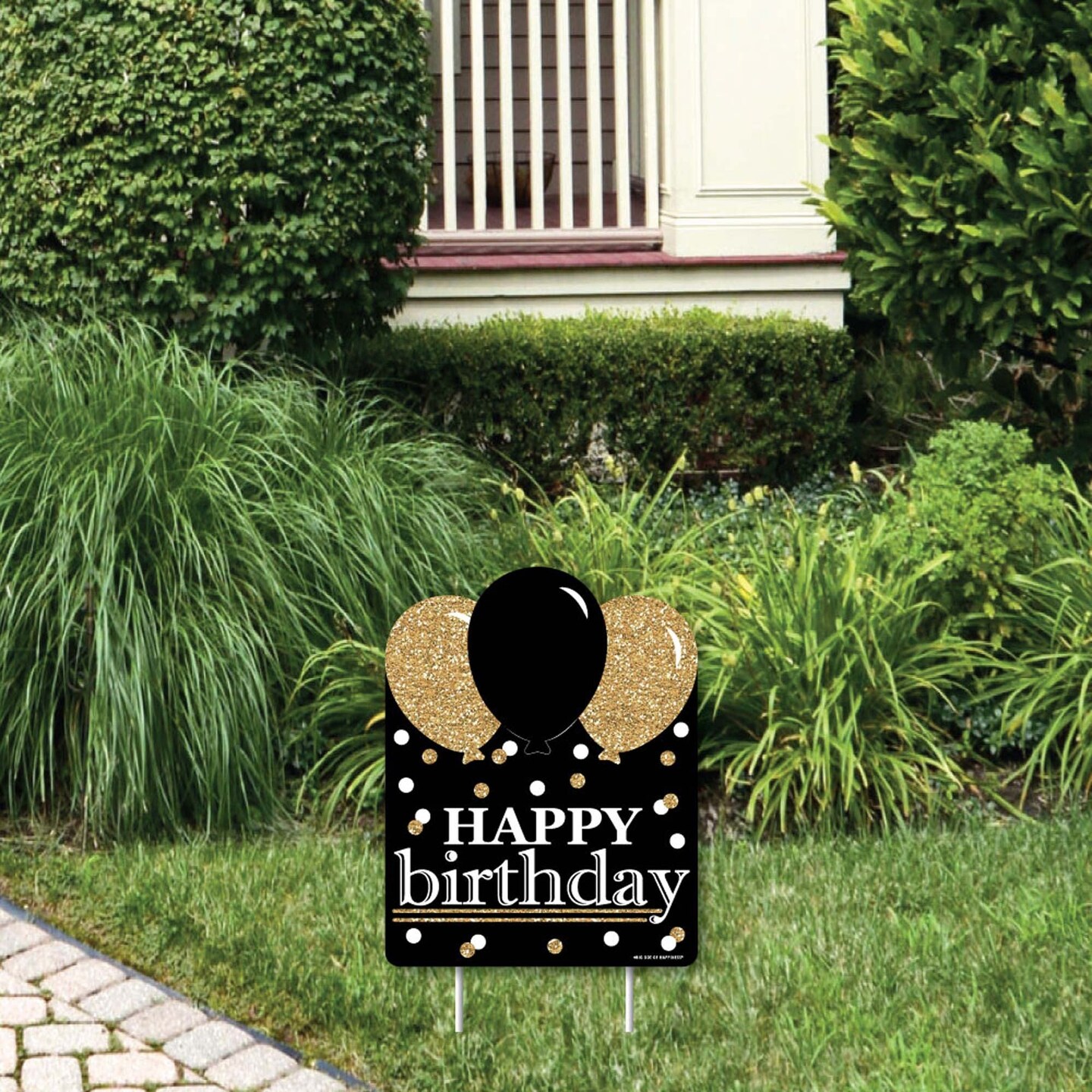 Big Dot of Happiness Adult Happy Birthday - Gold - Outdoor Lawn Sign ...