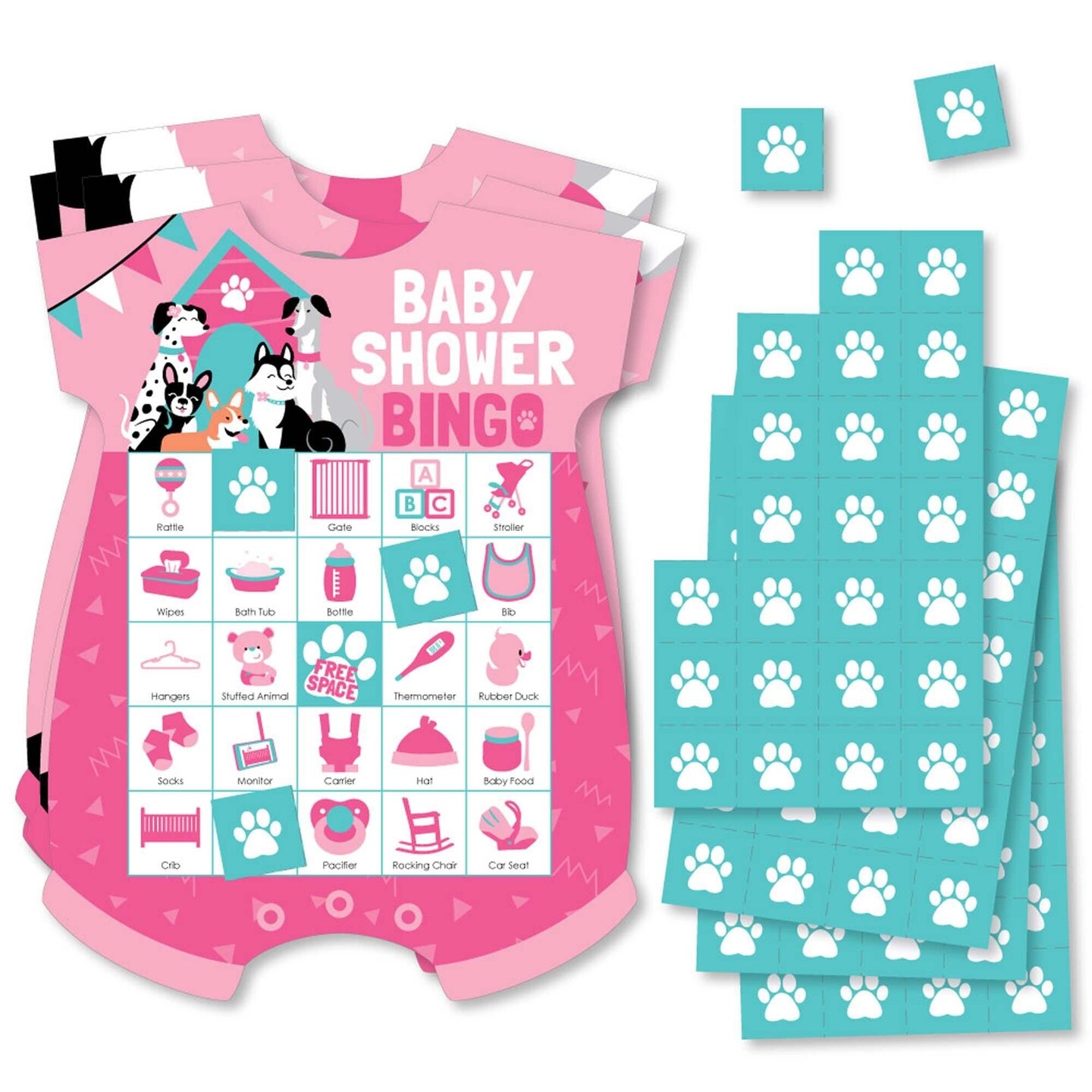 Big Dot of Happiness Pawty Like a Puppy Girl Picture Bingo Cards and