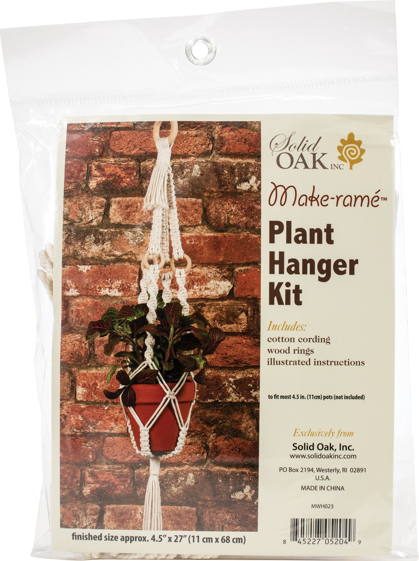 Solid Oak Macrame Plant Hanger Kit-4 Rings