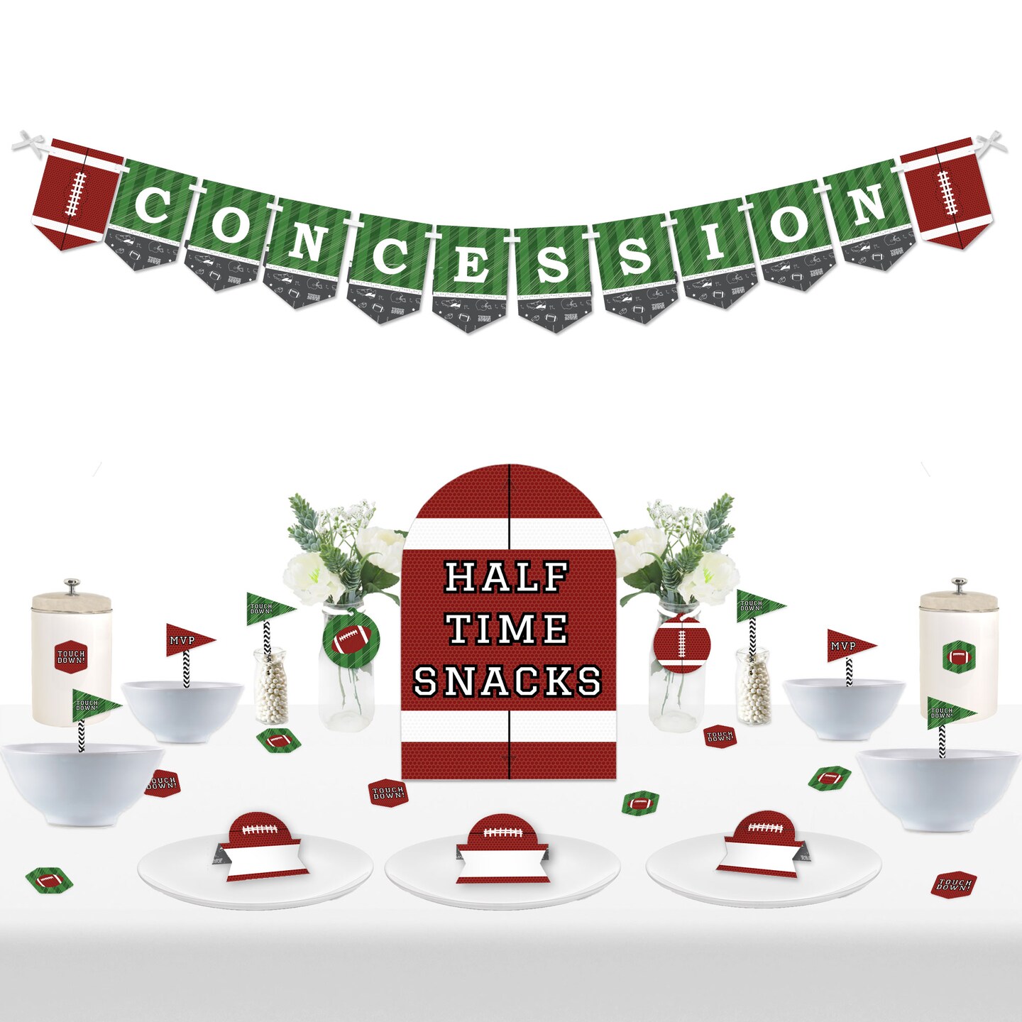 Big Dot of Happiness End Zone - Football - DIY Baby Shower or Birthday Party Concession Signs - Snack Bar Decorations Kit - 50 Pieces