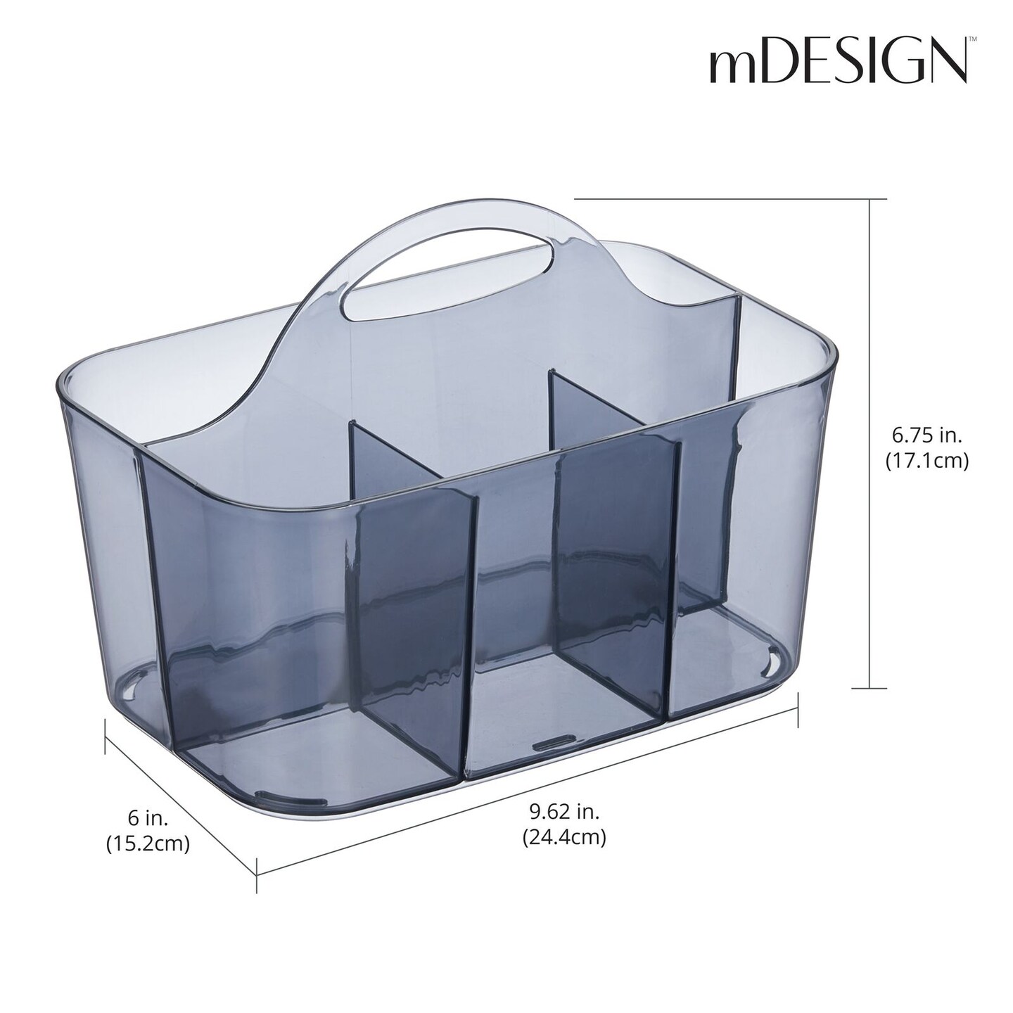 mDesign Plastic/Metal Bathroom Storage Organizer Caddy Tote