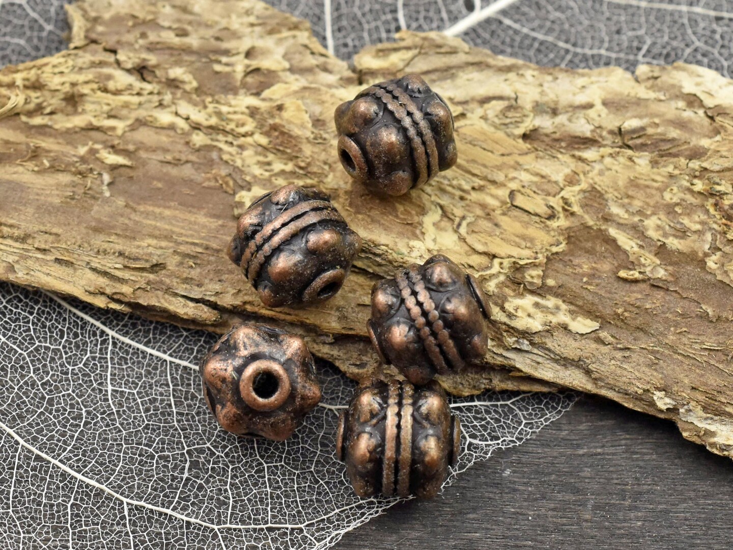 *10* 11x10mm Antique Copper Drum Beads