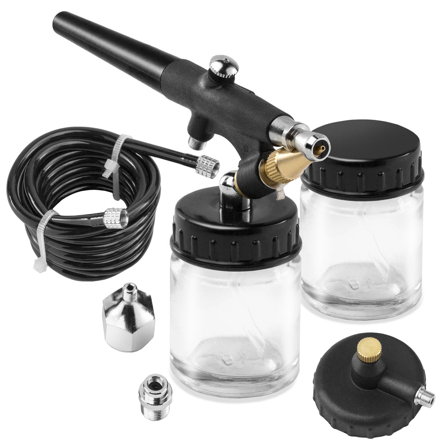 PointZero Airbrush Hobby Airbrush Starter Kit with Black Paint