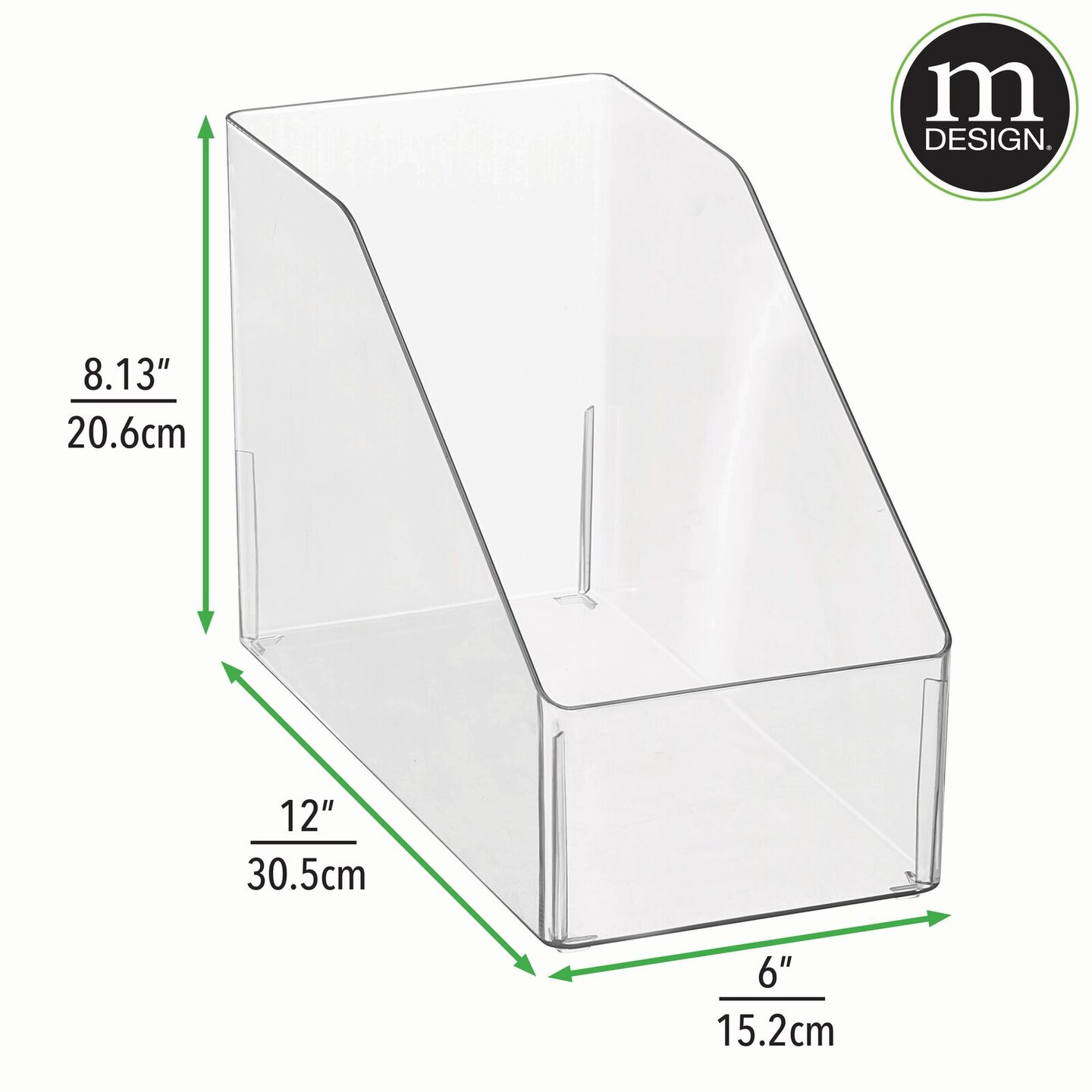 mDesign Plastic Storage Bin for Office + 32 Adhesive Labels