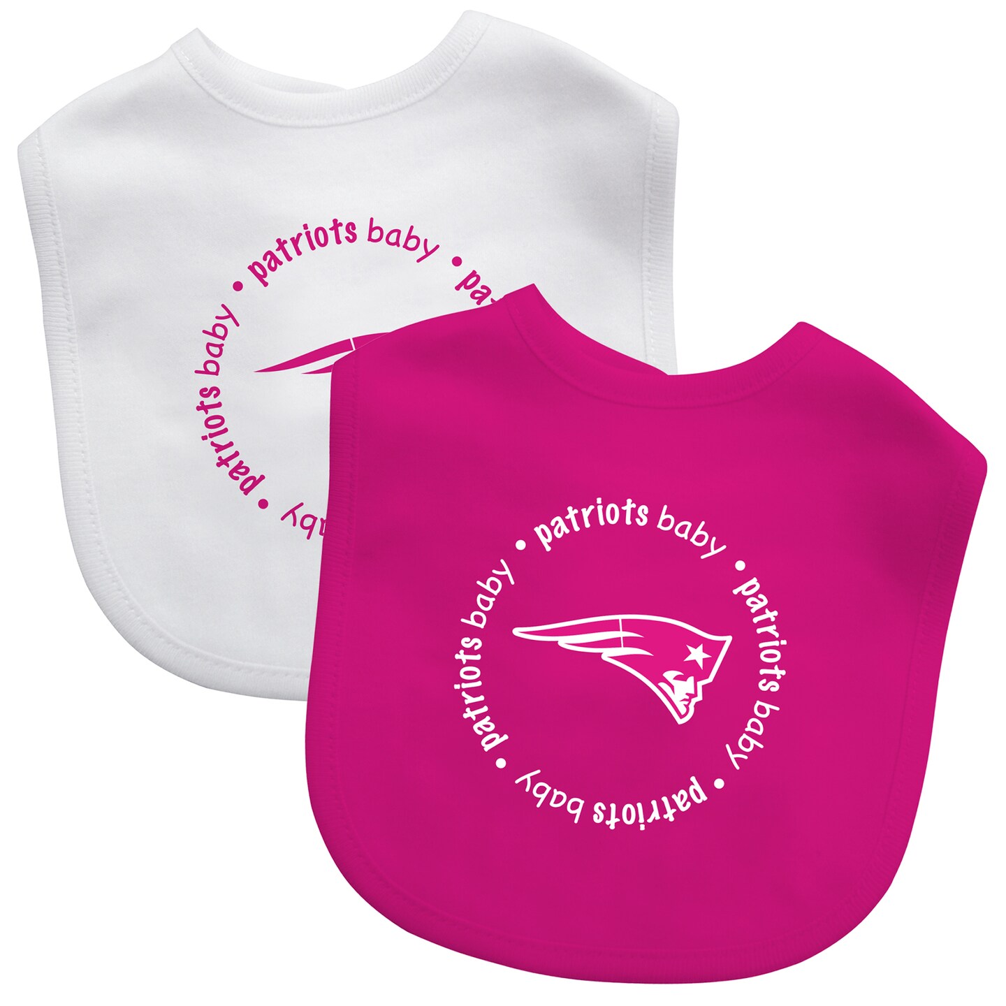 Baby Fanatic Officially Licensed Pink Unisex Cotton Baby Bibs 2 Pack - NFL New  England Patriots Baby Apparel Set