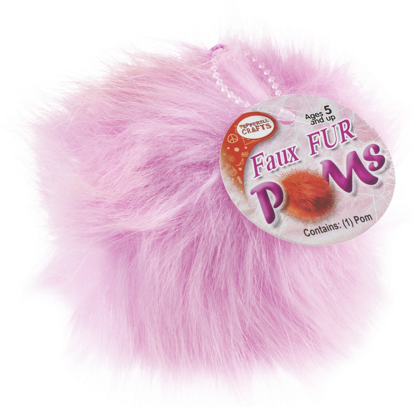 Pepperell Faux Fur Pom with Loop Pink