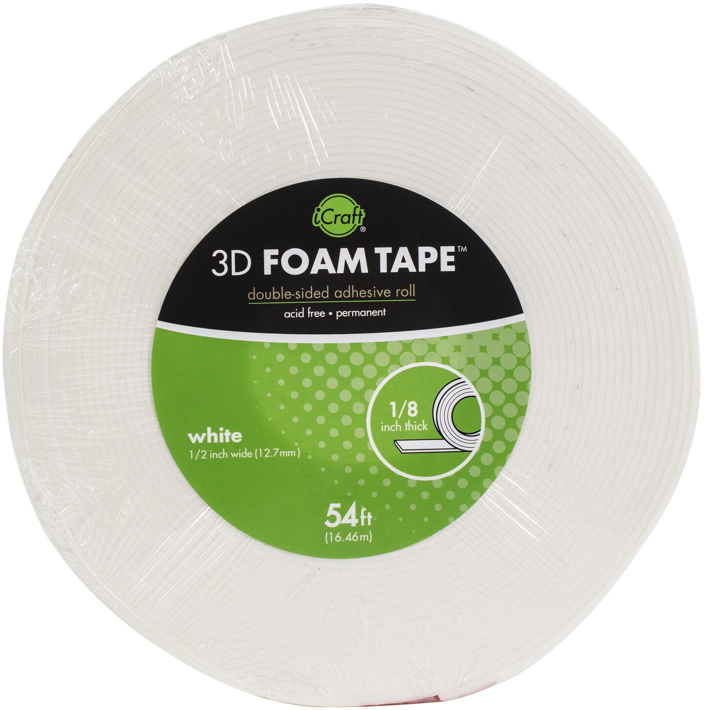 Icraft 3D Foam Tape RollWhite .5"X54' Michaels