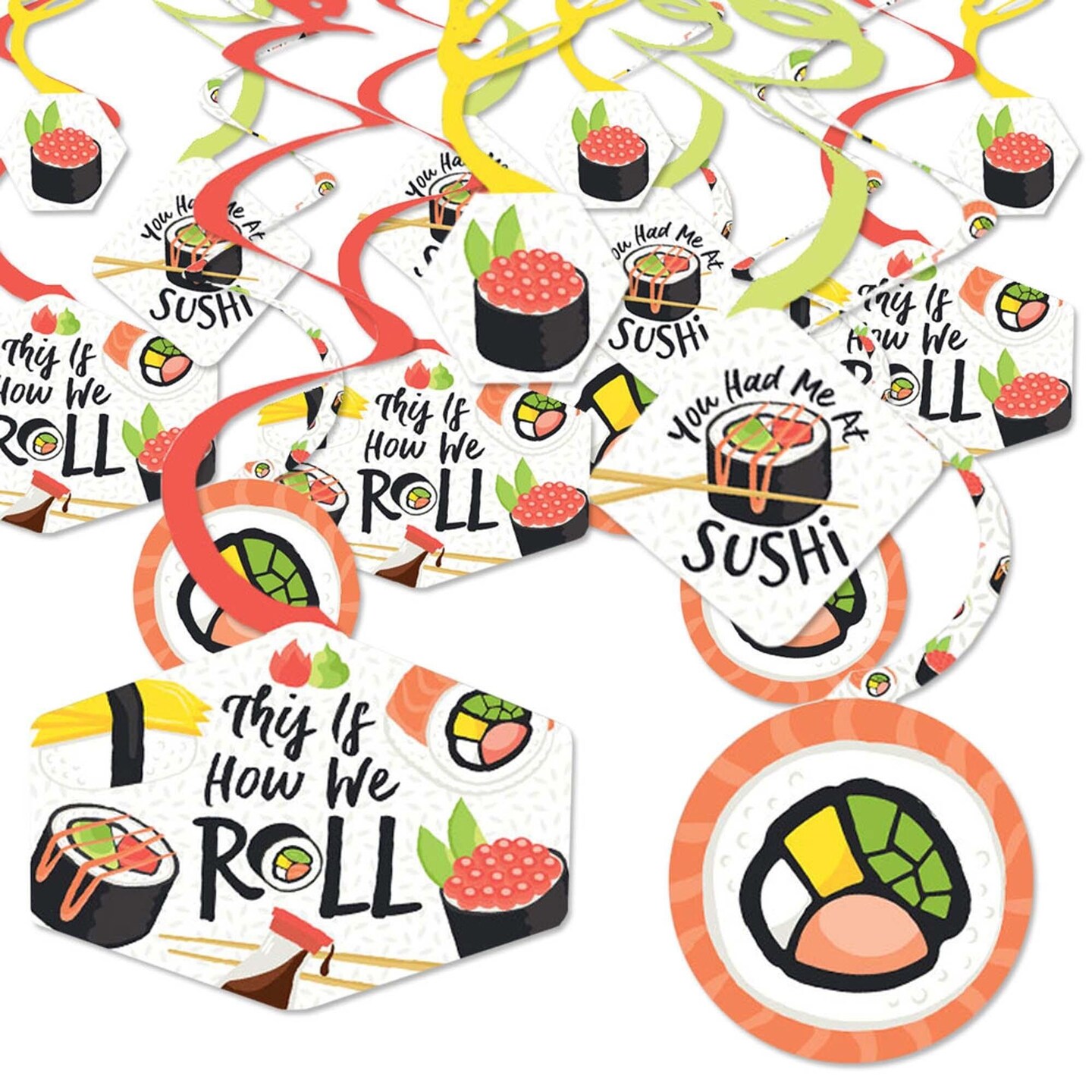 Big Dot of Happiness Let's Roll - Sushi - Japanese Party Hanging Decor - Party Decoration Swirls - Set of 40