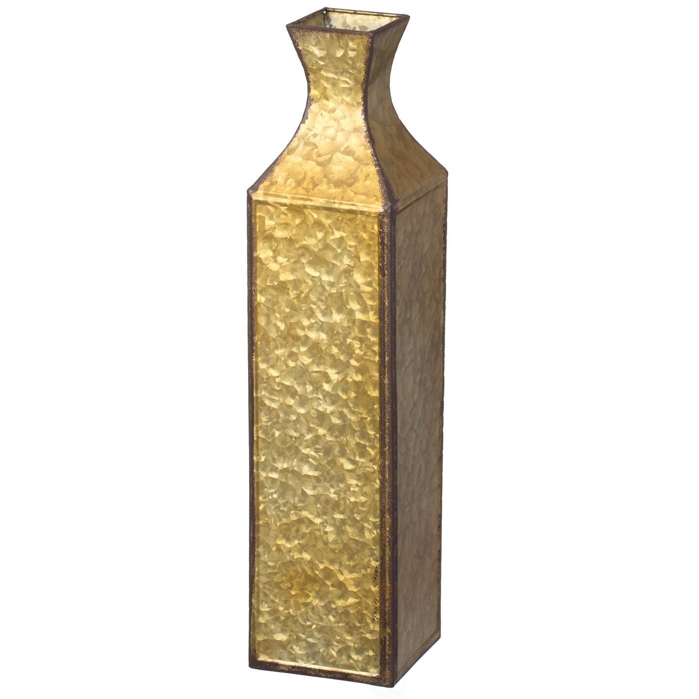 Decorative Antique Style Metal Bottle Shape Gold Floor Vase for Entryway, Living Room, Dining Room, Home Decor, Centerpiece, Ornamental, Vintage-Inspired, Elegant Tall Statement Piece, Metallic Finish