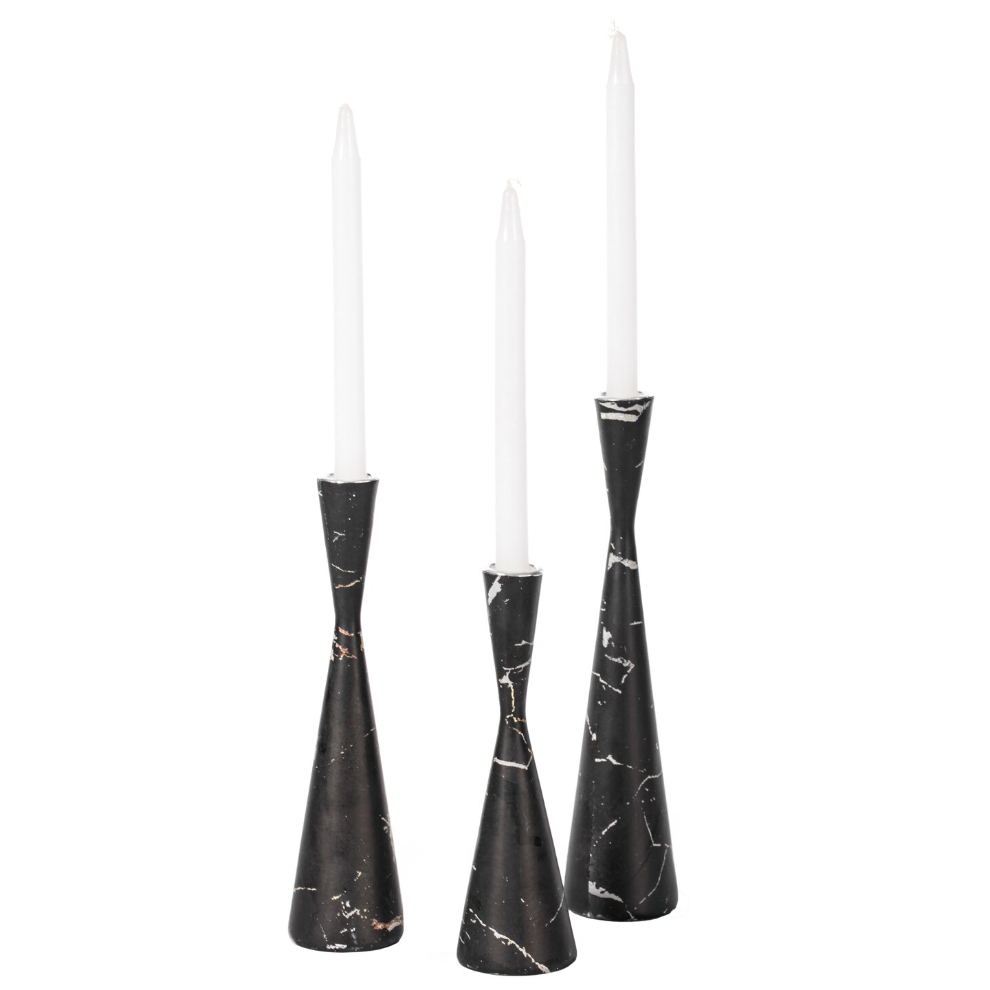 Marble Resin Candle Holders - Set of 3 Exquisite Decorative Taper Candlesticks for Luxurious Home Decor, Elegant Dining Table Centerpieces, Stylish Interior Accents, and Exclusive Event Illumination