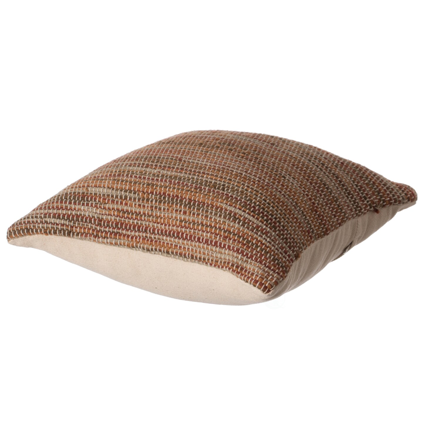 16&#x22; Handwoven Wool &#x26; Cotton Throw Pillow Cover with Woven Knit Texture