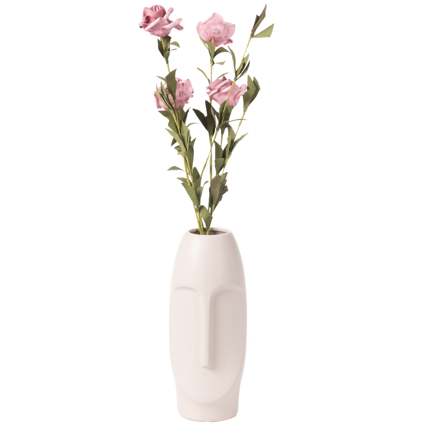 9.5&#x22; H Decorative Ceramic Abstract Face Modern Statue Sculpture Flower Centerpiece Vase