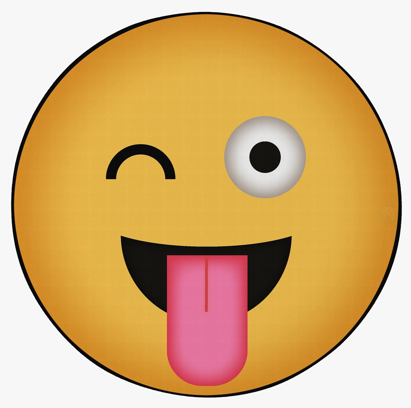 Deerlux Emoji Style Round Funny Smiley Face Kids Area Rug, Winky Tongue Out Emoji Rug